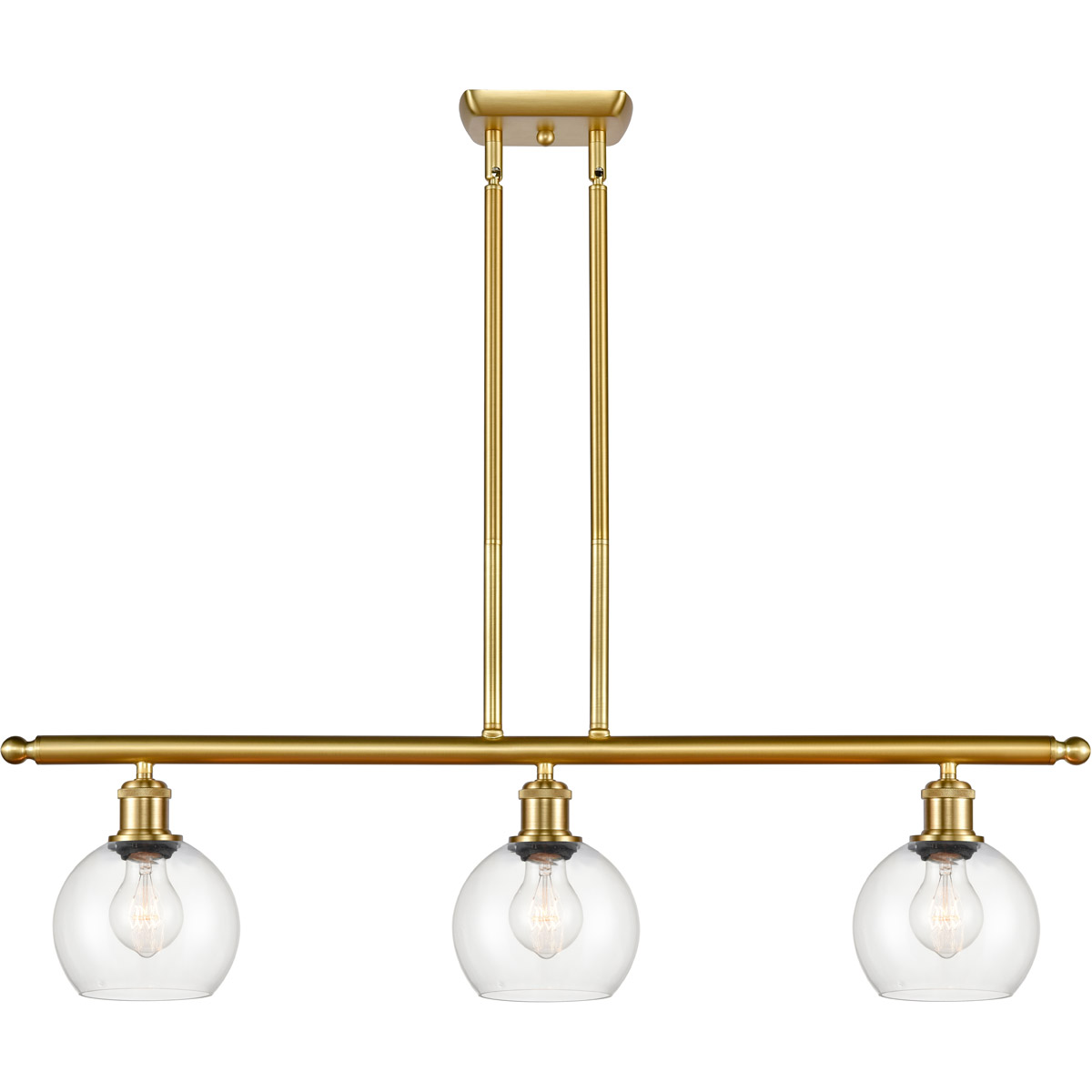 Ballston Athens LED 36 inch Satin Gold Island Light Ceiling Light in Clear Glass