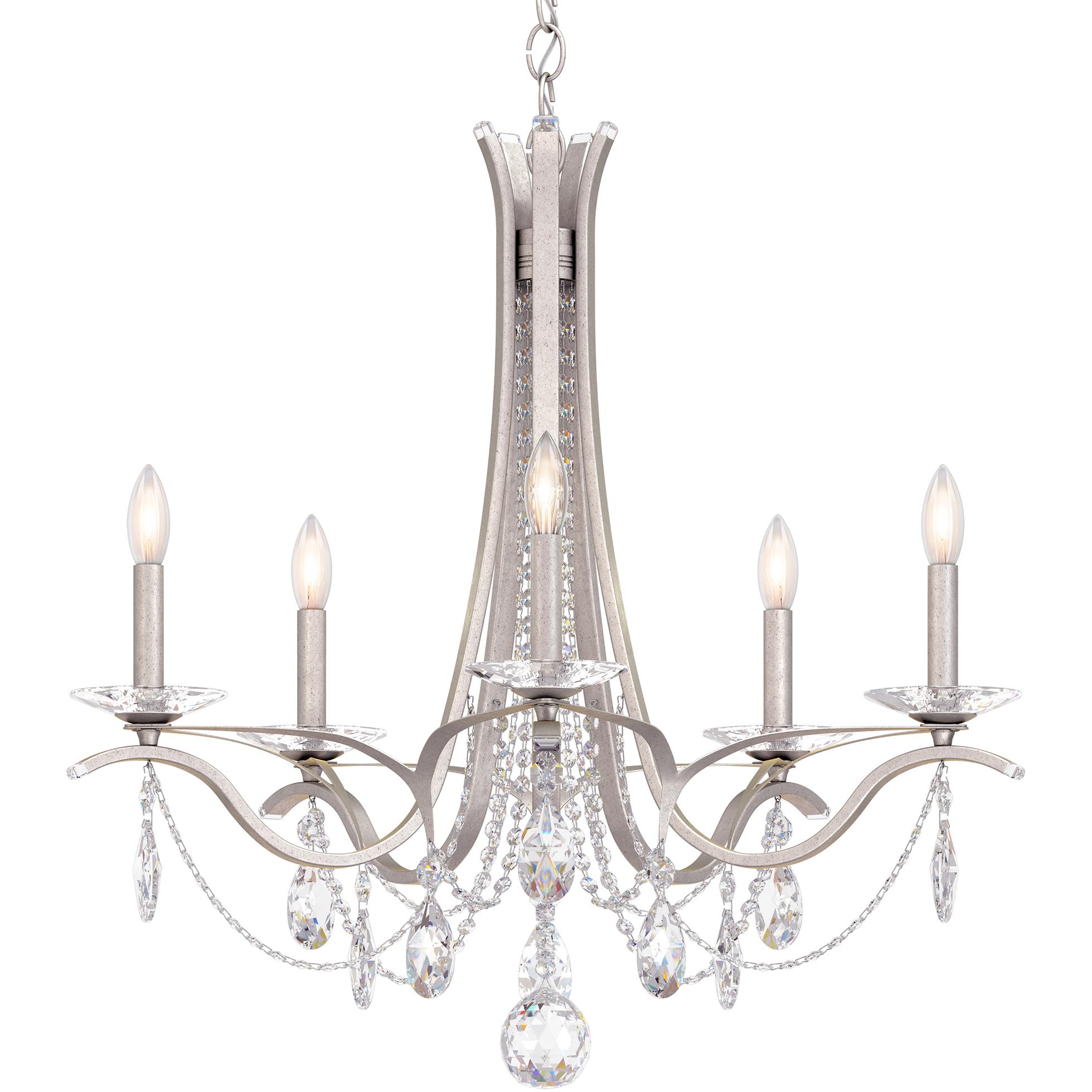 Vesca 5 Light 29 inch Antique Silver Chandelier Ceiling Light in Heritage