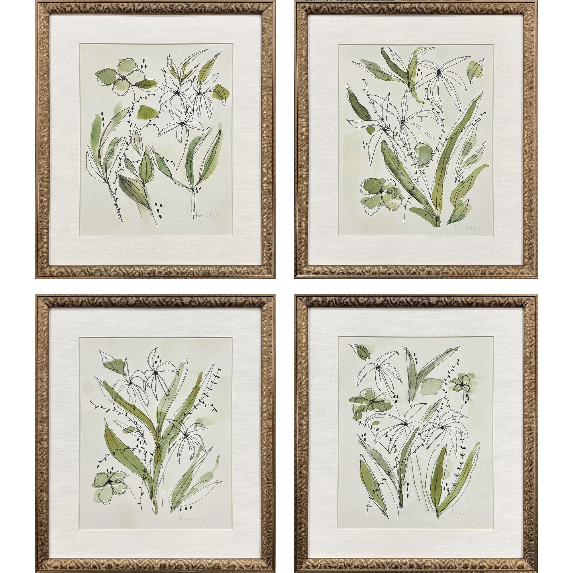 Bliss Green and Beige Framed Art
