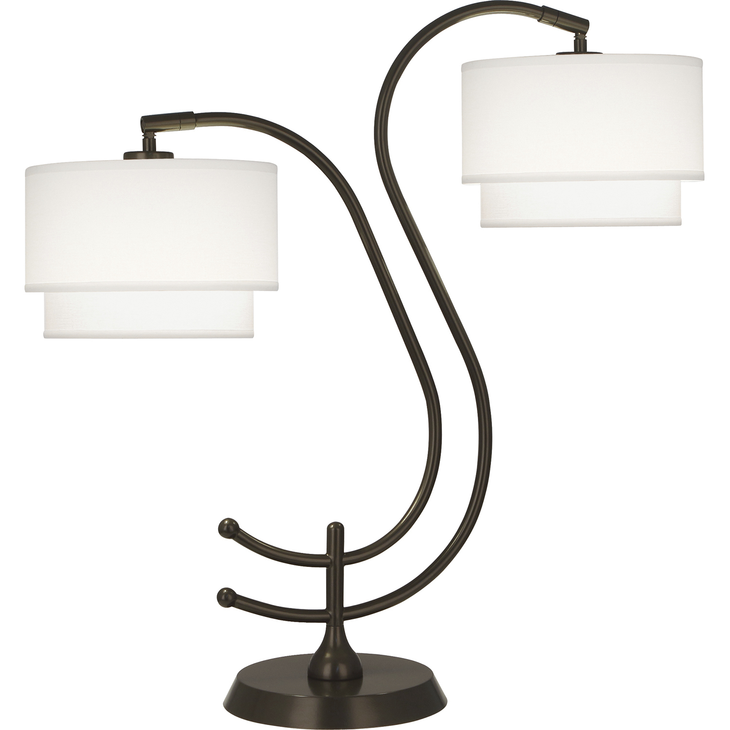 Charlee 25 inch 100 watt Dark Bronze Table Lamp Portable Light in Ascot White