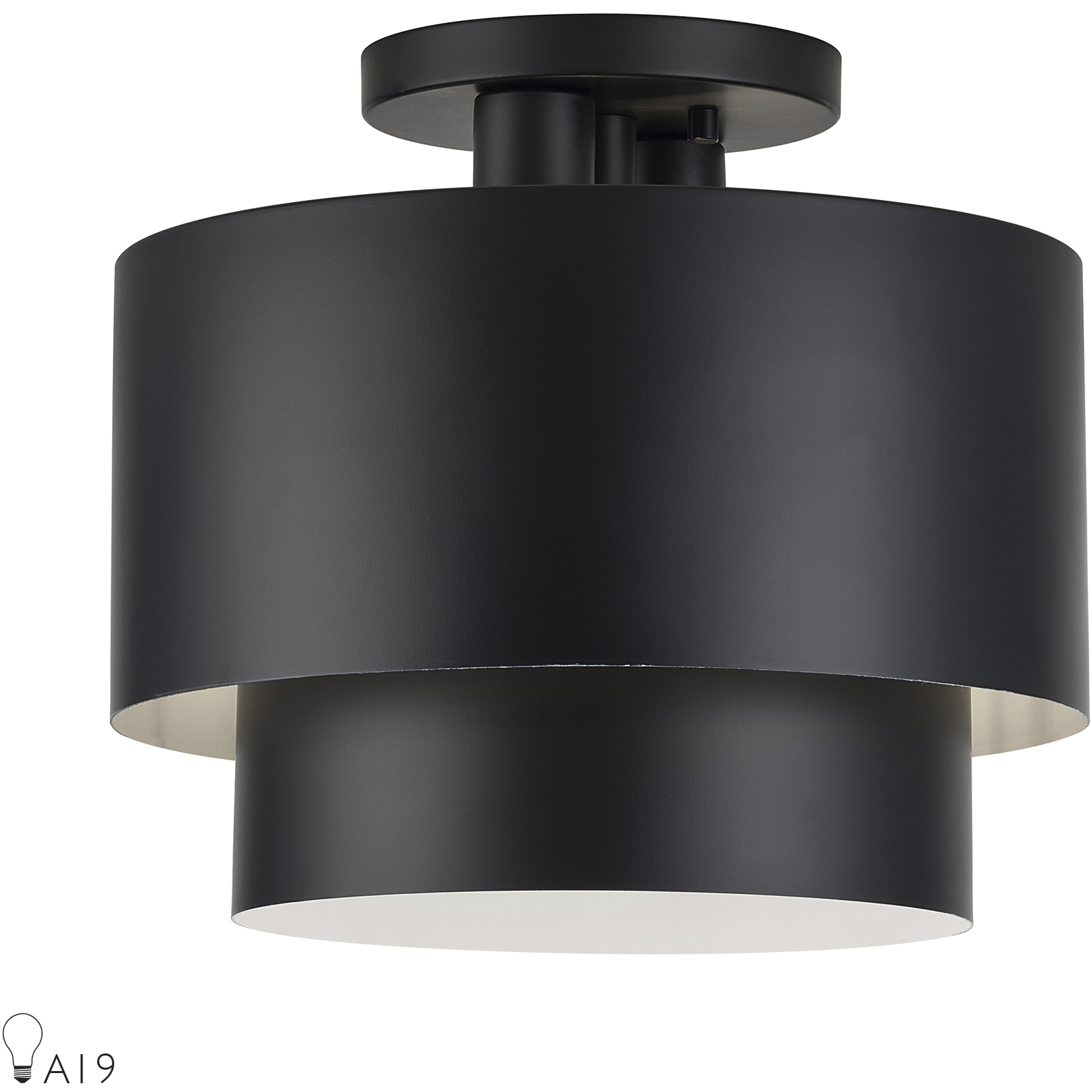 Zolana 2 Light 12 inch Black Semi Flush Mount Ceiling Light, Medium