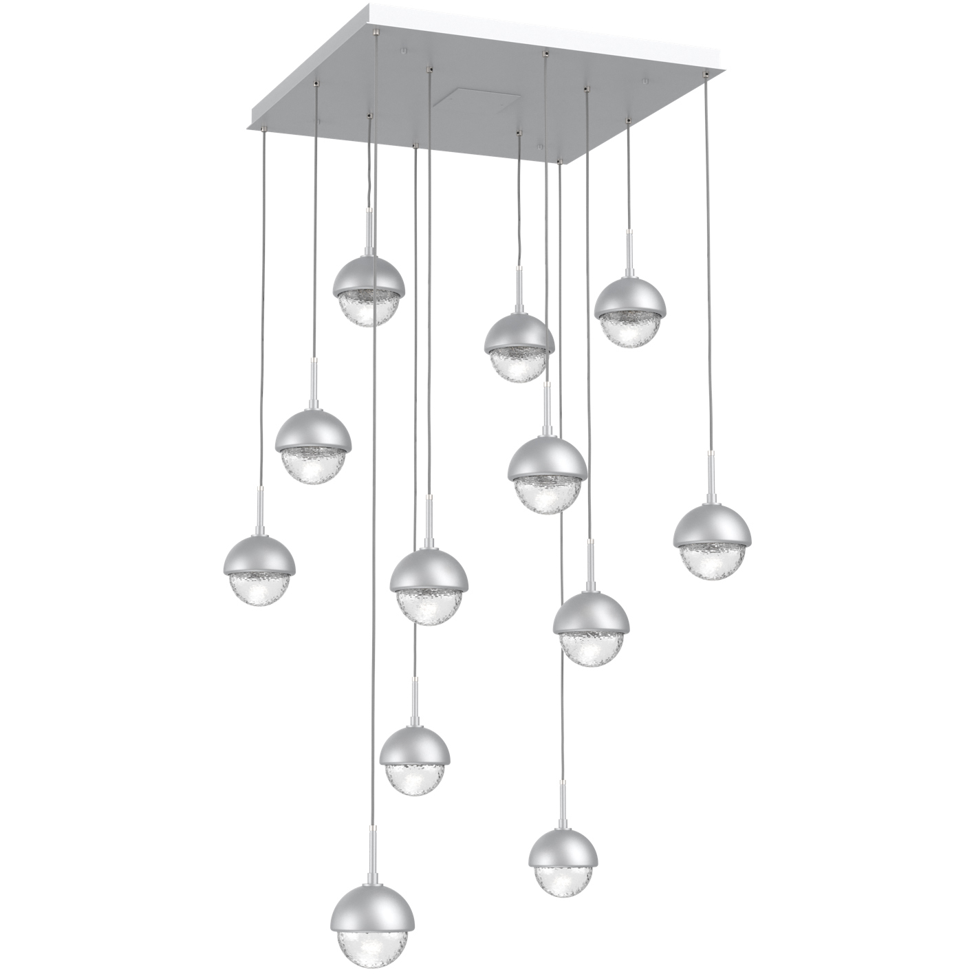 Cabochon LED Classic Silver Pendant Chandelier Ceiling Light in Clear, 2700K LED
