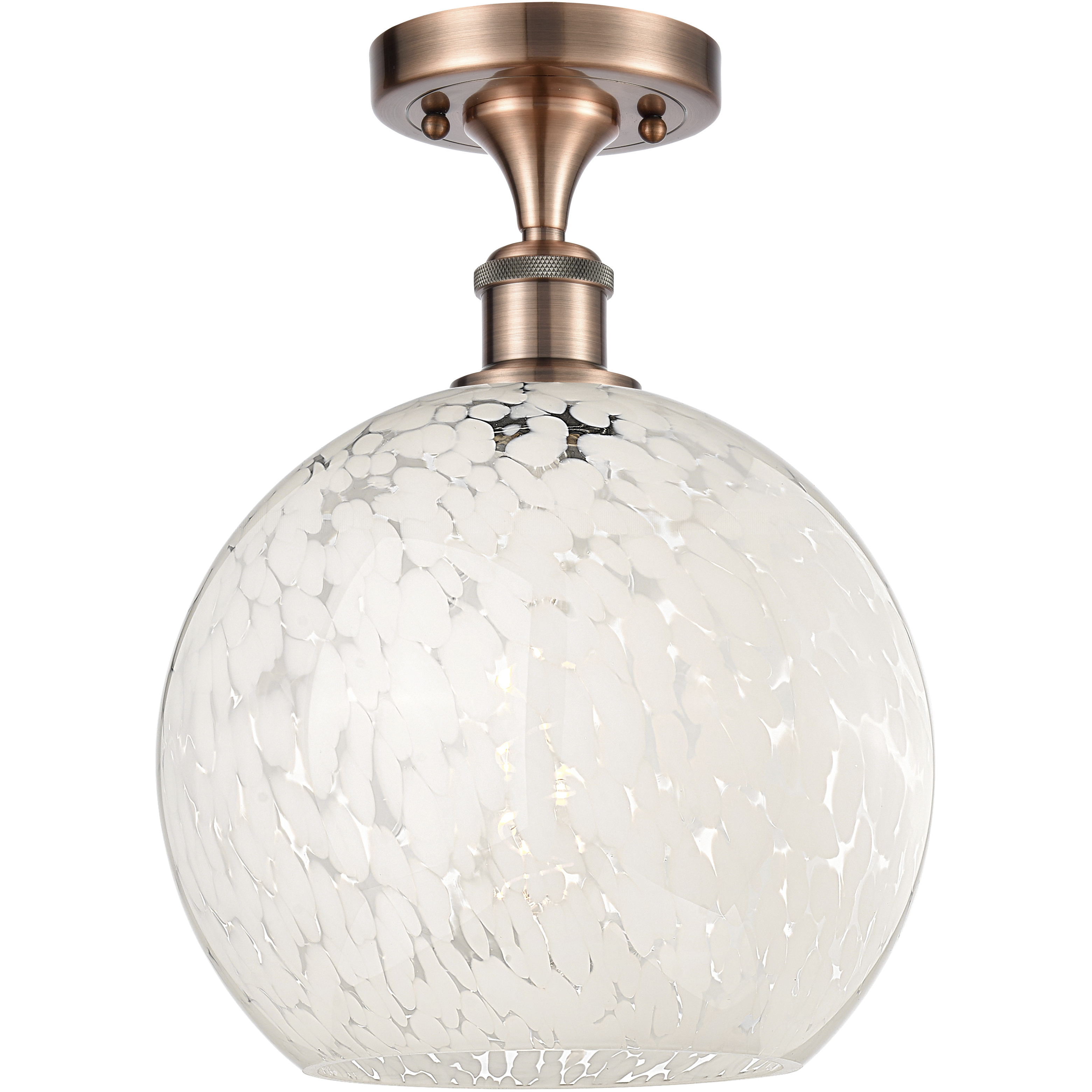 Ballston White Mouchette 1 Light 10 inch Antique Copper Semi-Flush Mount Ceiling Light