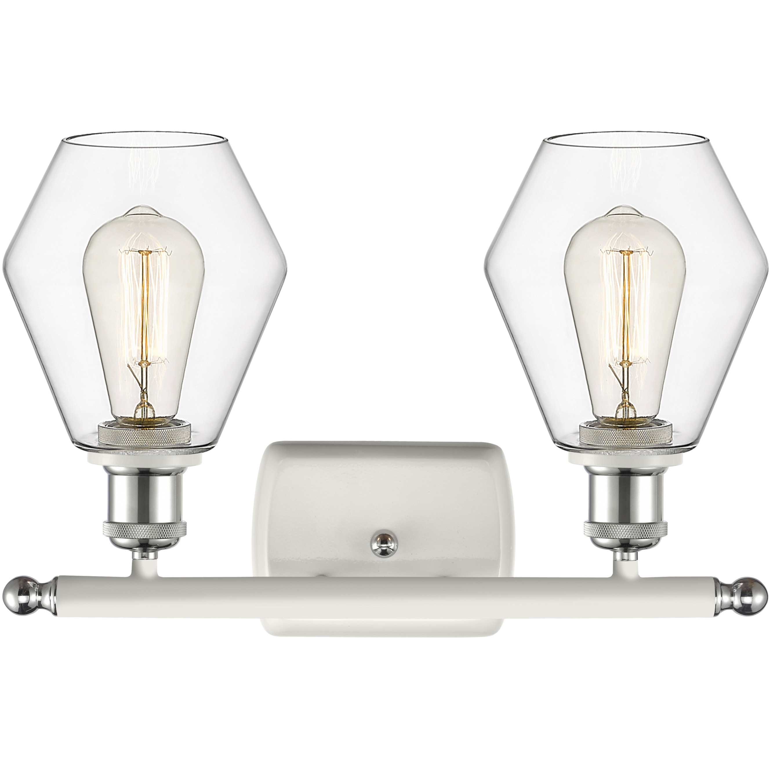Ballston Cindyrella 2 Light 16 inch White and Polished Chrome Bath Vanity Light Wall Light in Incandescent, Clear Glass
