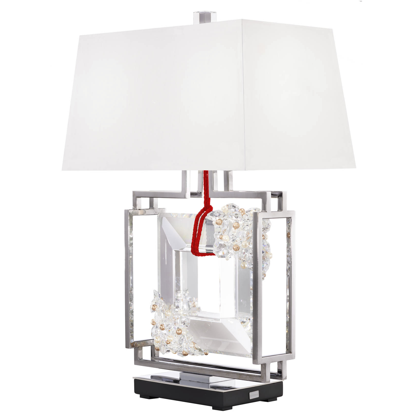 Forever Eva 28.25 inch 7 watt Polished Chrome Table Lamp Portable Light in Red Rope, Red Rope