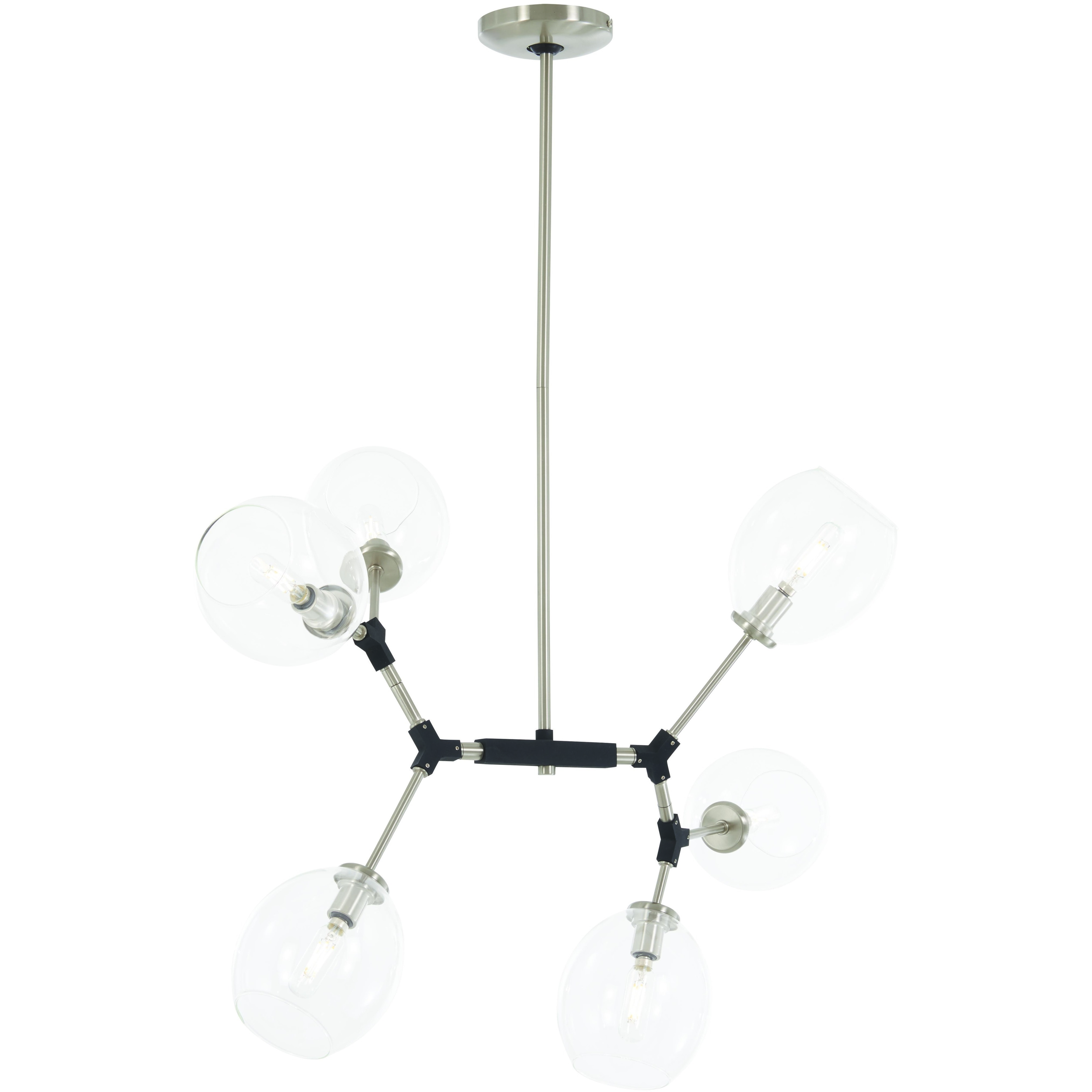 Nexpo 6 Light 34.38 inch Brushed Nickel W/Black Accents Pendant Ceiling Light