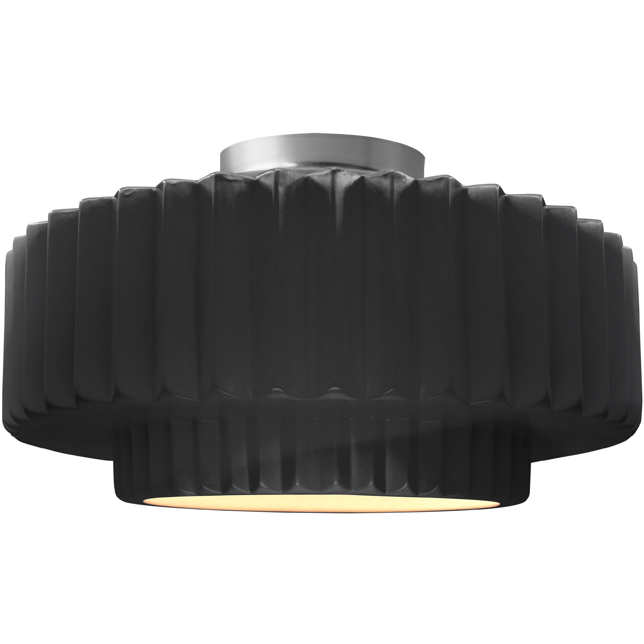 Radiance Collection - Pleated Tier 1 Light 14.5 inch Gloss Black and Matte White and Brushed Nickel Semi-Flush Ceiling Light in Replaceable Bulb, Gloss Black/Matte White, 14.5W x 7.25H, Form+Finish+Function