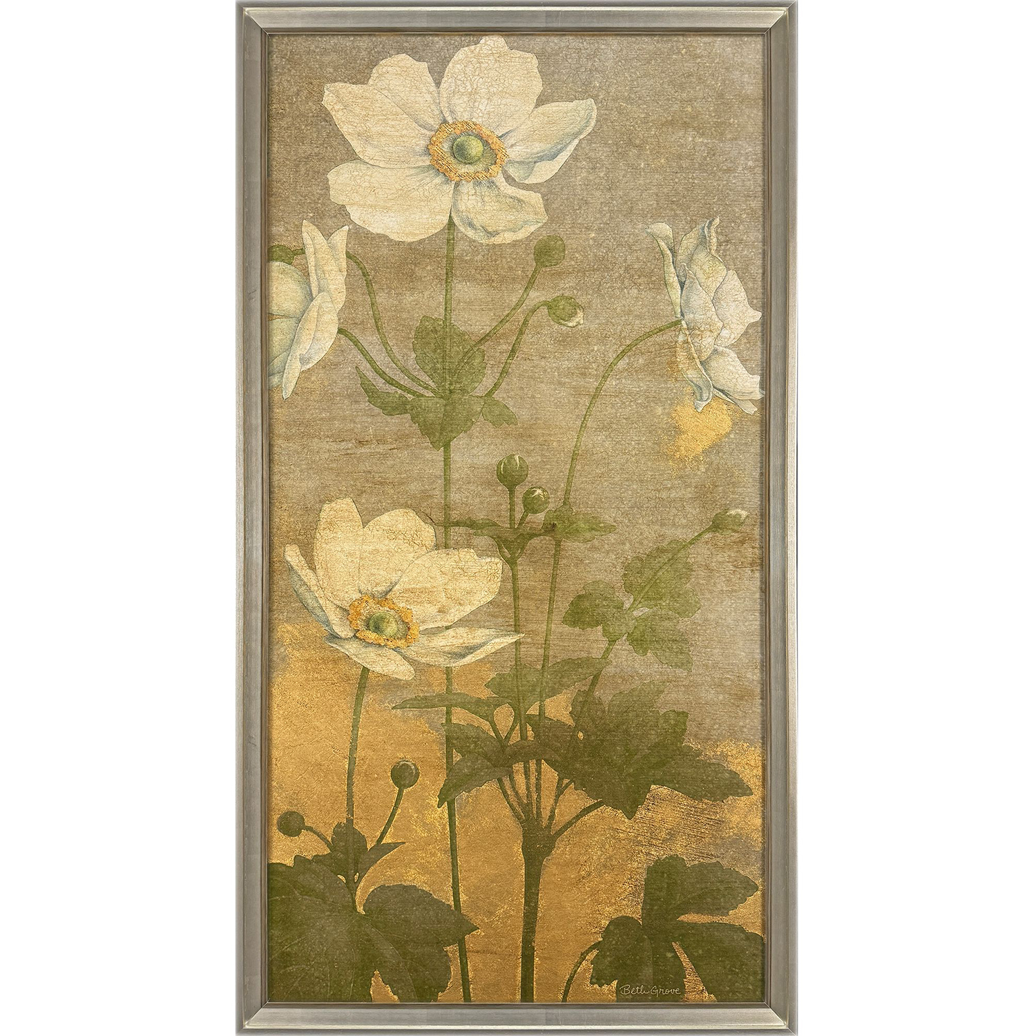 Anemones Green and Beige and White Framed Art, The Studio