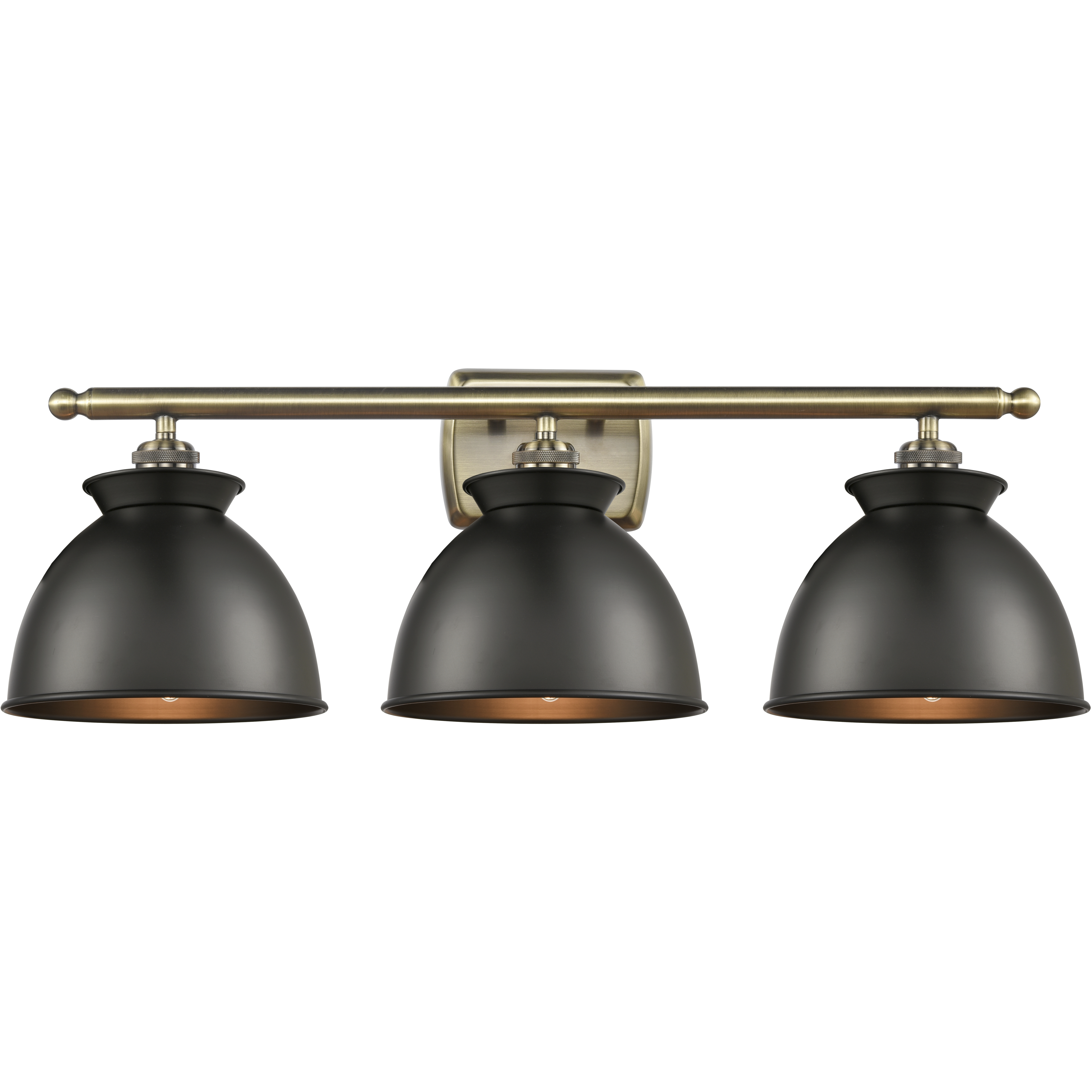 Ballston Adirondack 3 Light 28 inch Antique Brass Bath Vanity Light Wall Light in Incandescent, Matte Black, Ballston