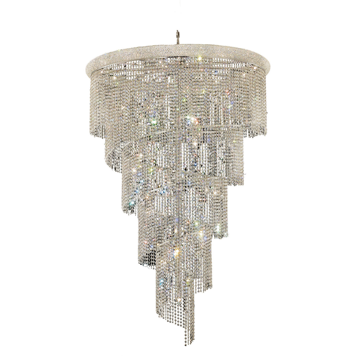 Spiral 29 Light 48 inch Chrome Foyer Ceiling Light in Royal Cut
