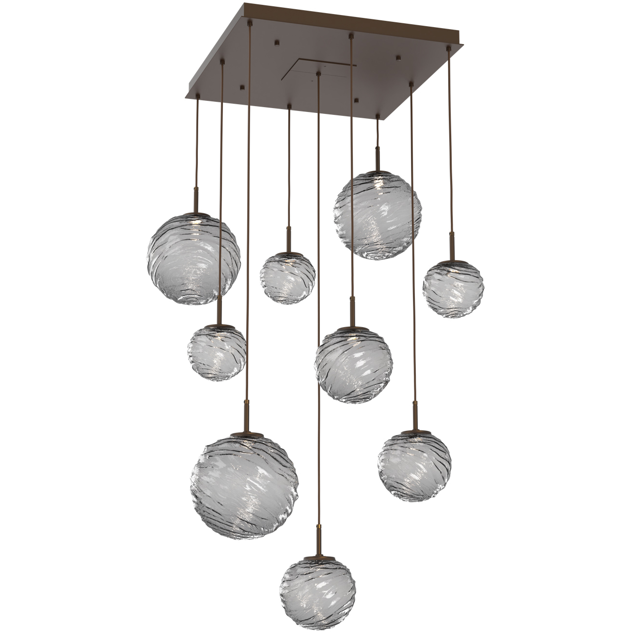 Gaia LED 30 inch Flat Bronze Multi-Pendant Ceiling Light in Smoke, 2700K LED
