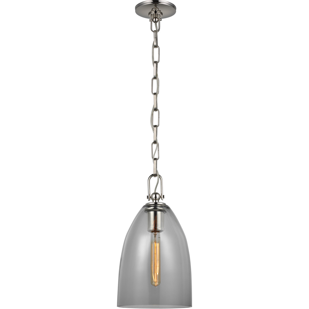 Chapman & Myers Andros LED 8.5 inch Polished Nickel Pendant Ceiling Light in Smoked Glass, Medium