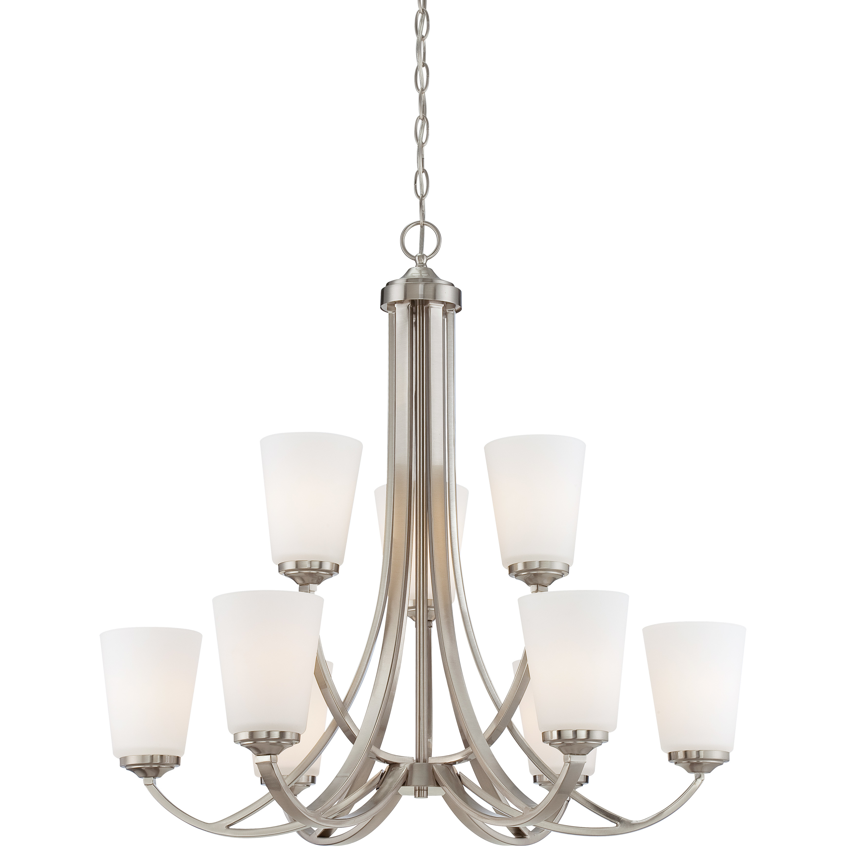 Overland Park 9 Light 30 inch Brushed Nickel Chandelier Ceiling Light, 2 Tier