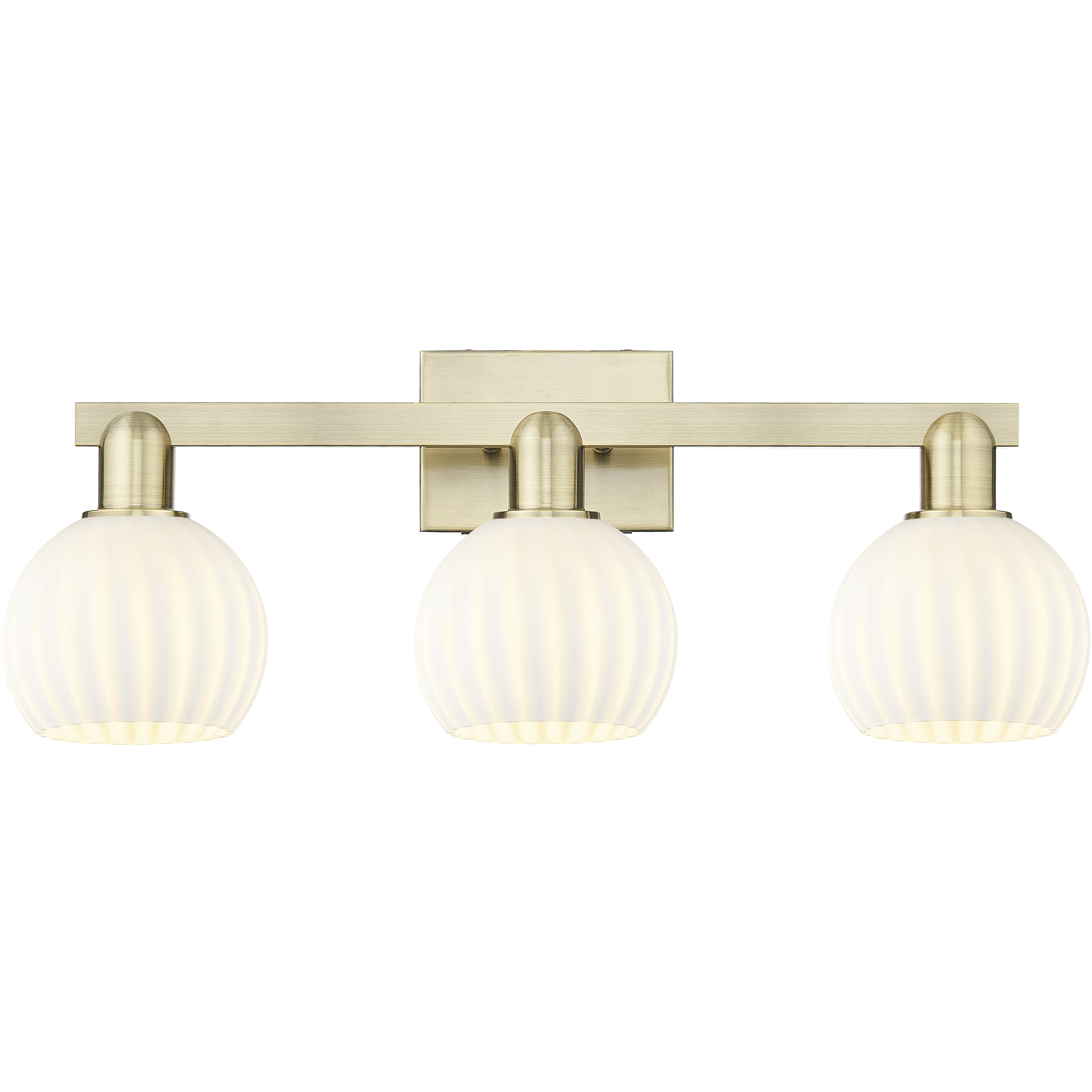 Arcadia White Venetian 3 Light 25 inch Antique Brass Bath Vanity Light Wall Light