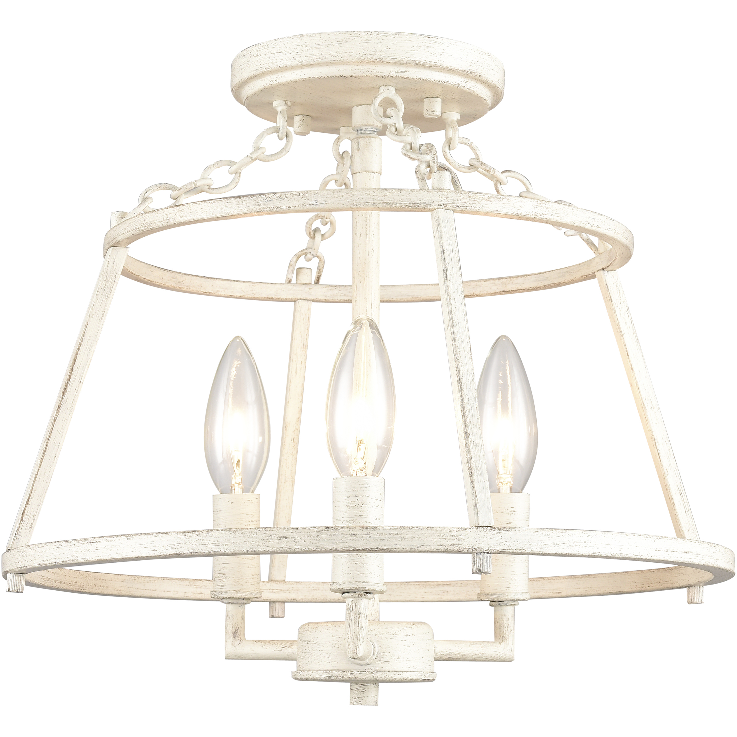 Joanie 3 Light 13 inch Antique White Semi Flush Mount Ceiling Light
