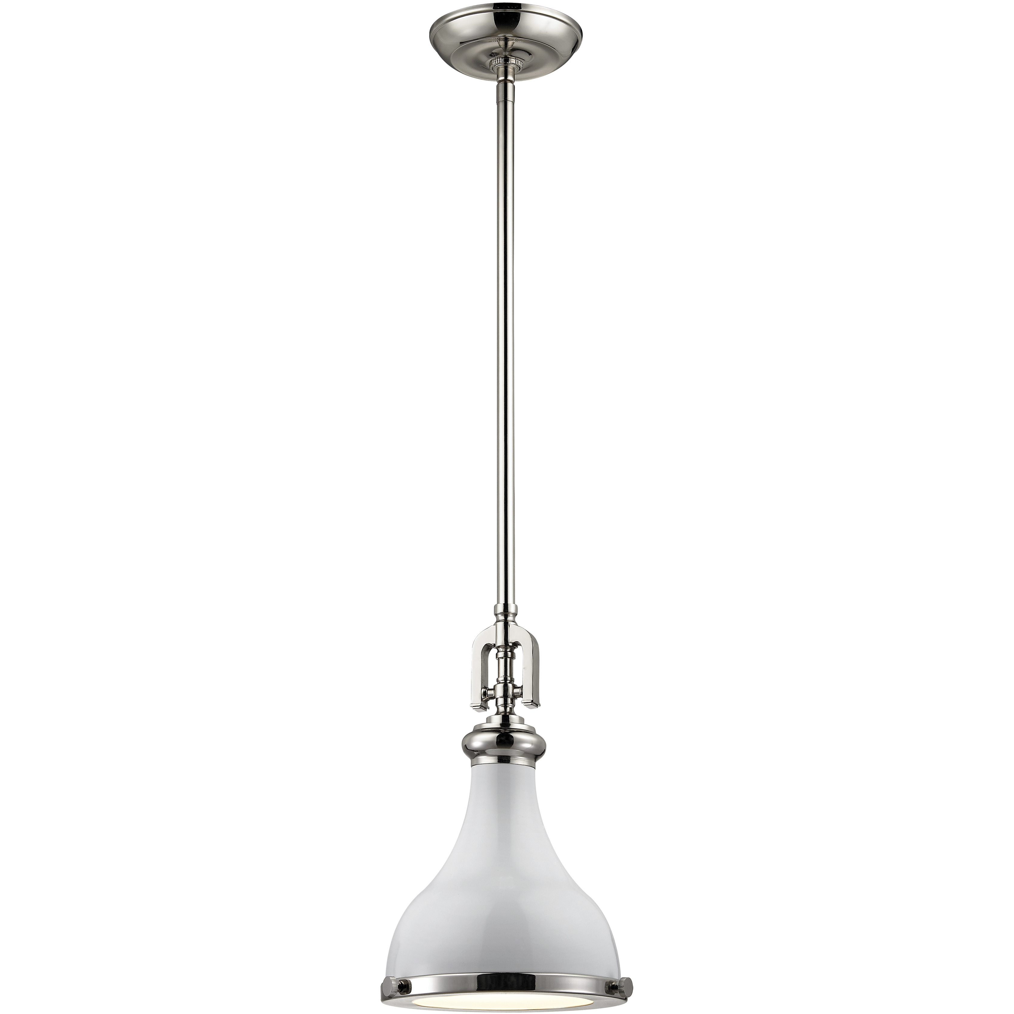 Elk Lighting Rutherford 1 Light Pendant in Polished Nickel Gloss White