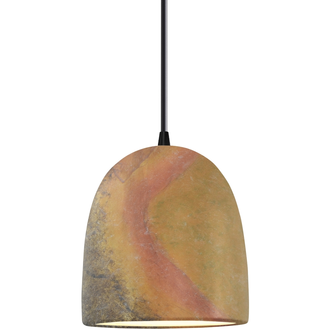 Radiance Collection - Bell Single Drop Pendant in Matte Black, Replaceable Bulb, Harvest Yellow Slate, Black, Form+Finish+Function