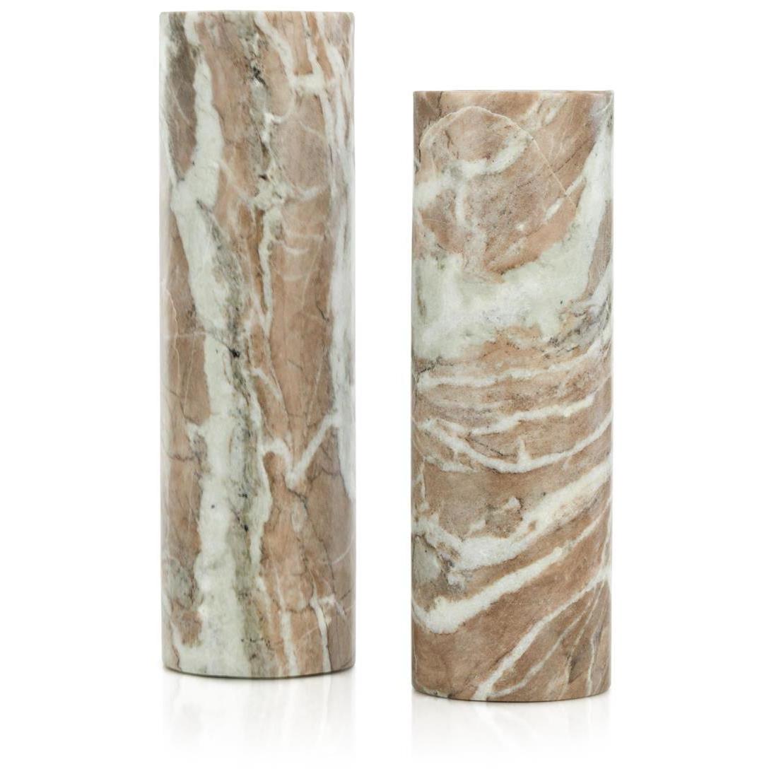 Marble Pillar 12 inch Candleholders, Set of 2