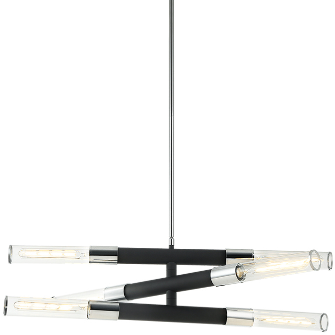 Tubo 6 Light 35 inch Matte Black Pendant Ceiling Light in Matte Black and Chrome