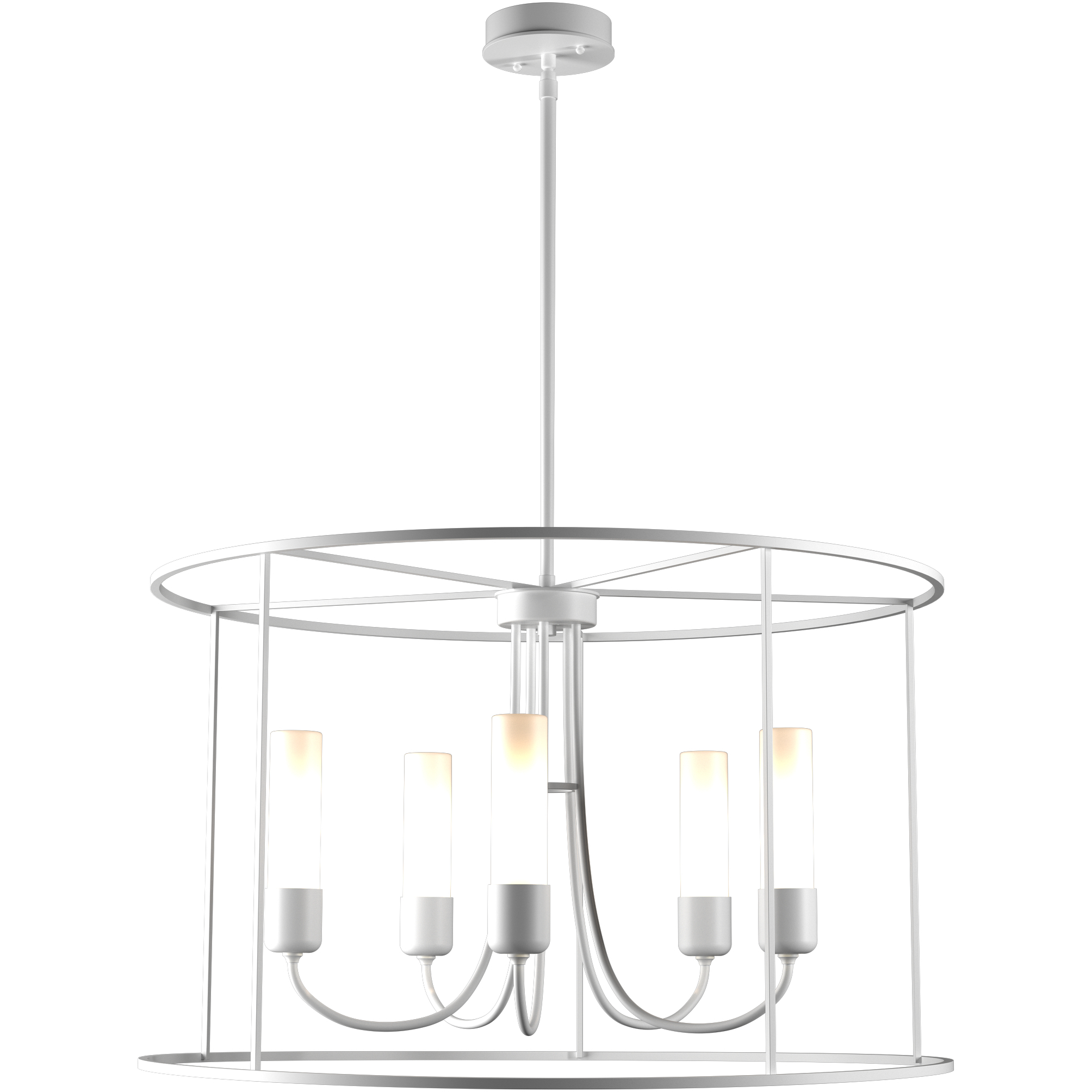 Portico 5 Light 32 inch White Outdoor Pendant in Opal, Drum