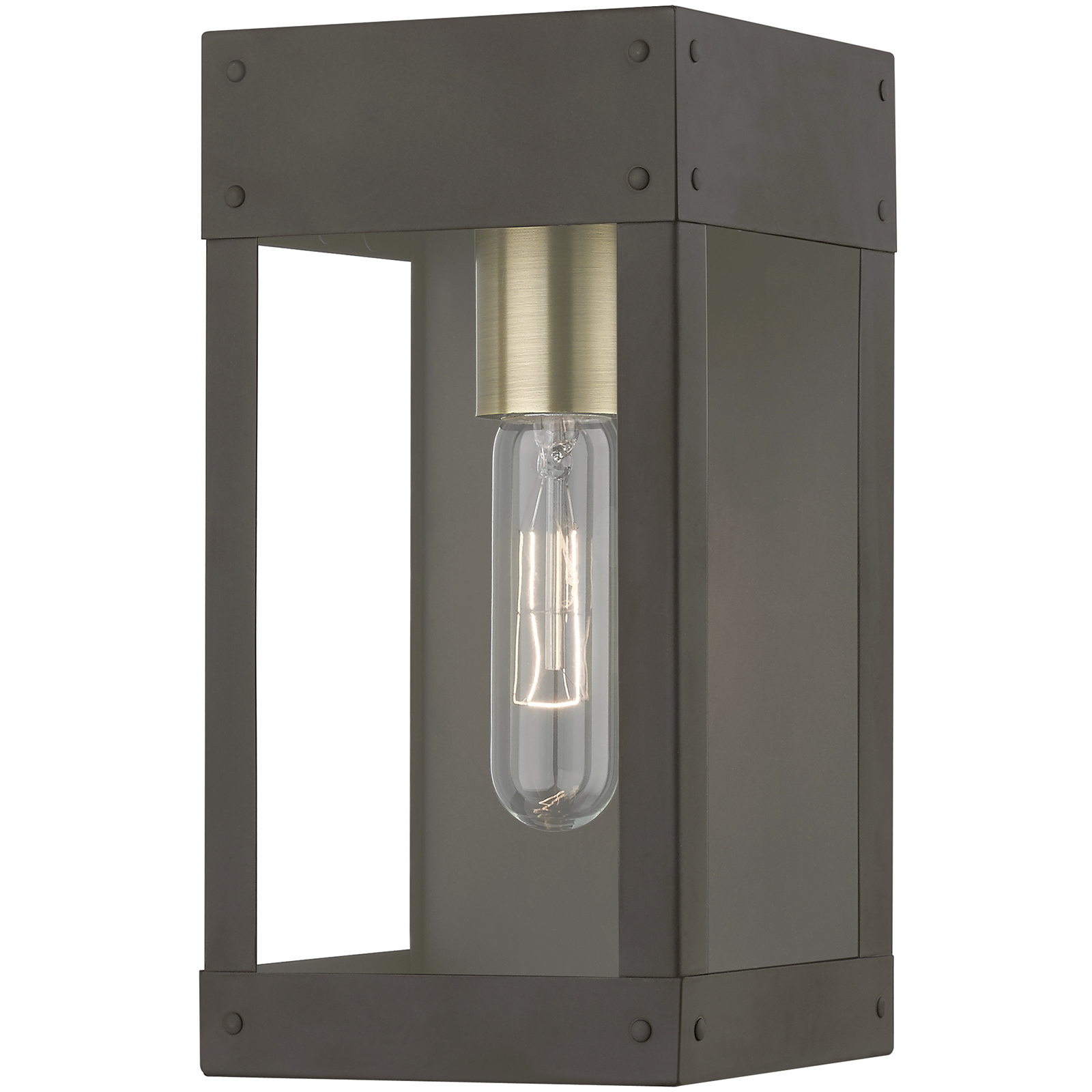 Barrett 1 Light 9.75 inch Bronze with Antique Brass Candle Outdoor Wall Lantern