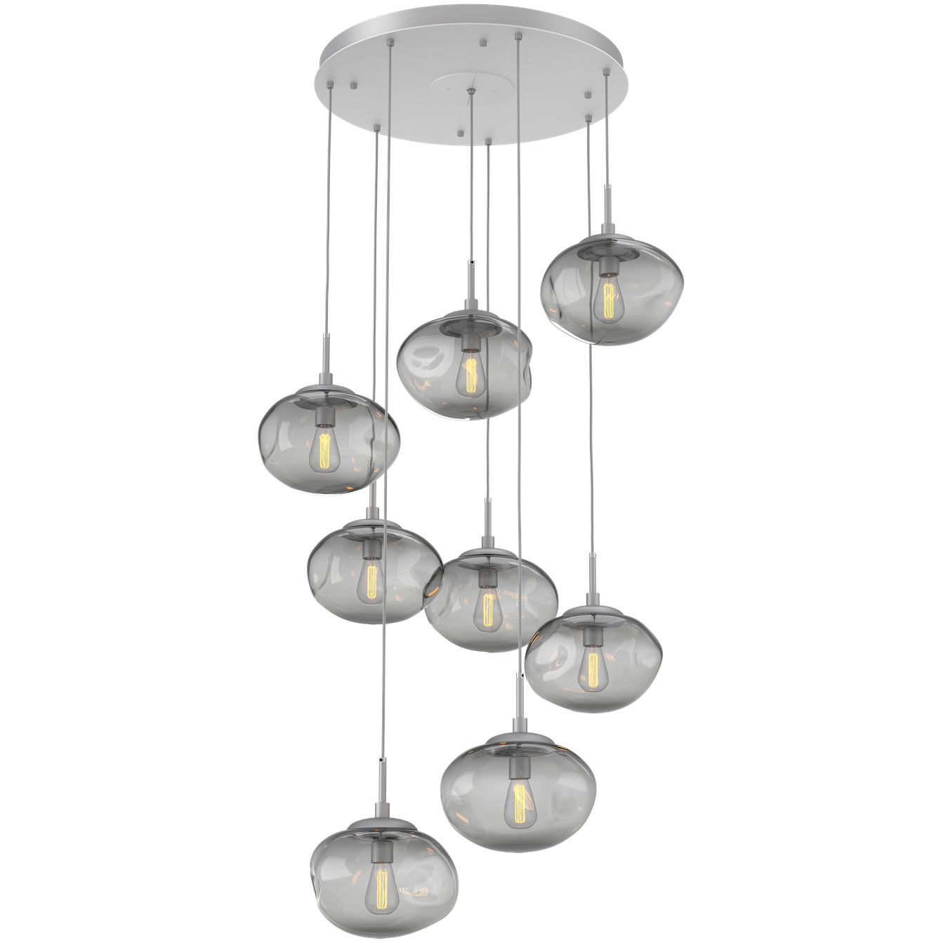 Nova Incandescent 8 Light Classic Silver Chandelier Ceiling Light, Round Multi-Pendant