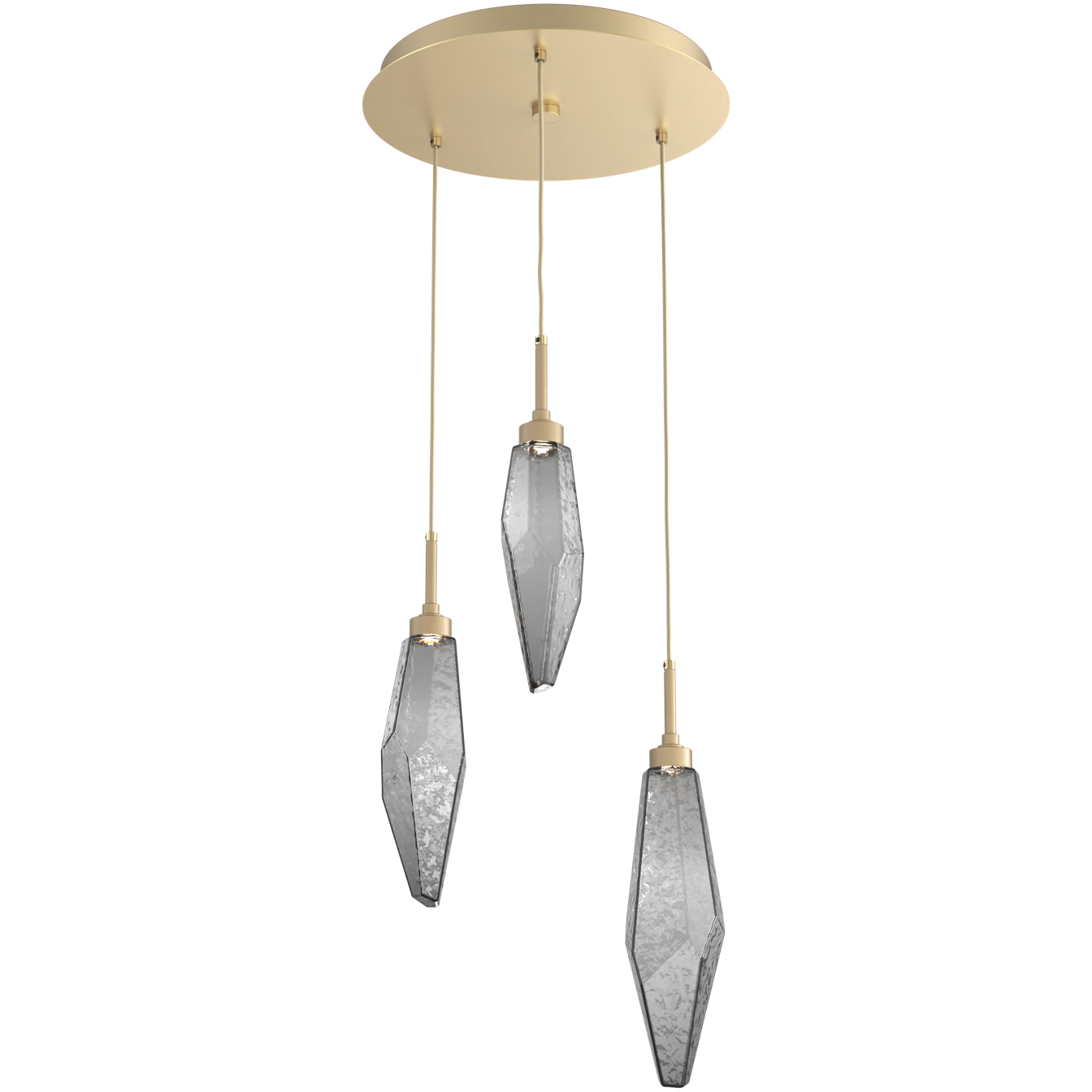 Rock Crystal LED 16.7 inch Gilded Brass Chandelier Ceiling Light in 3000K LED, Chilled Smoke, Round Multi-Port