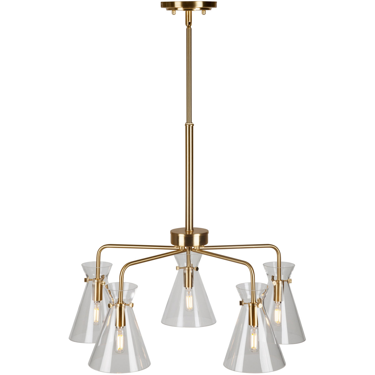 Beaker 5 Light 24 inch Soft Gold Chandelier Ceiling Light