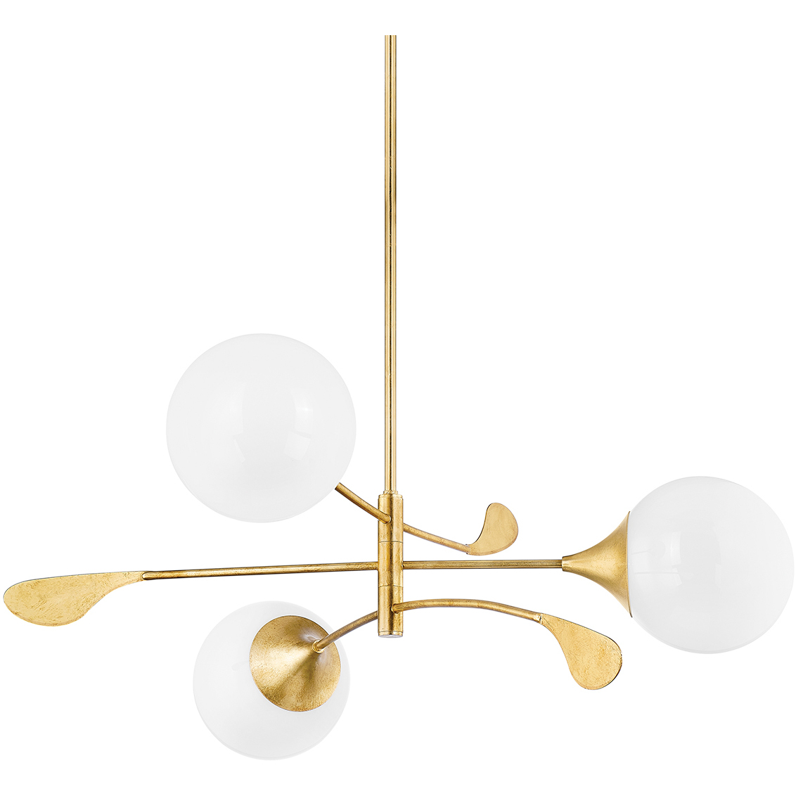 Victoria 3 Light 42 inch Vintage Gold Leaf Chandelier Ceiling Light