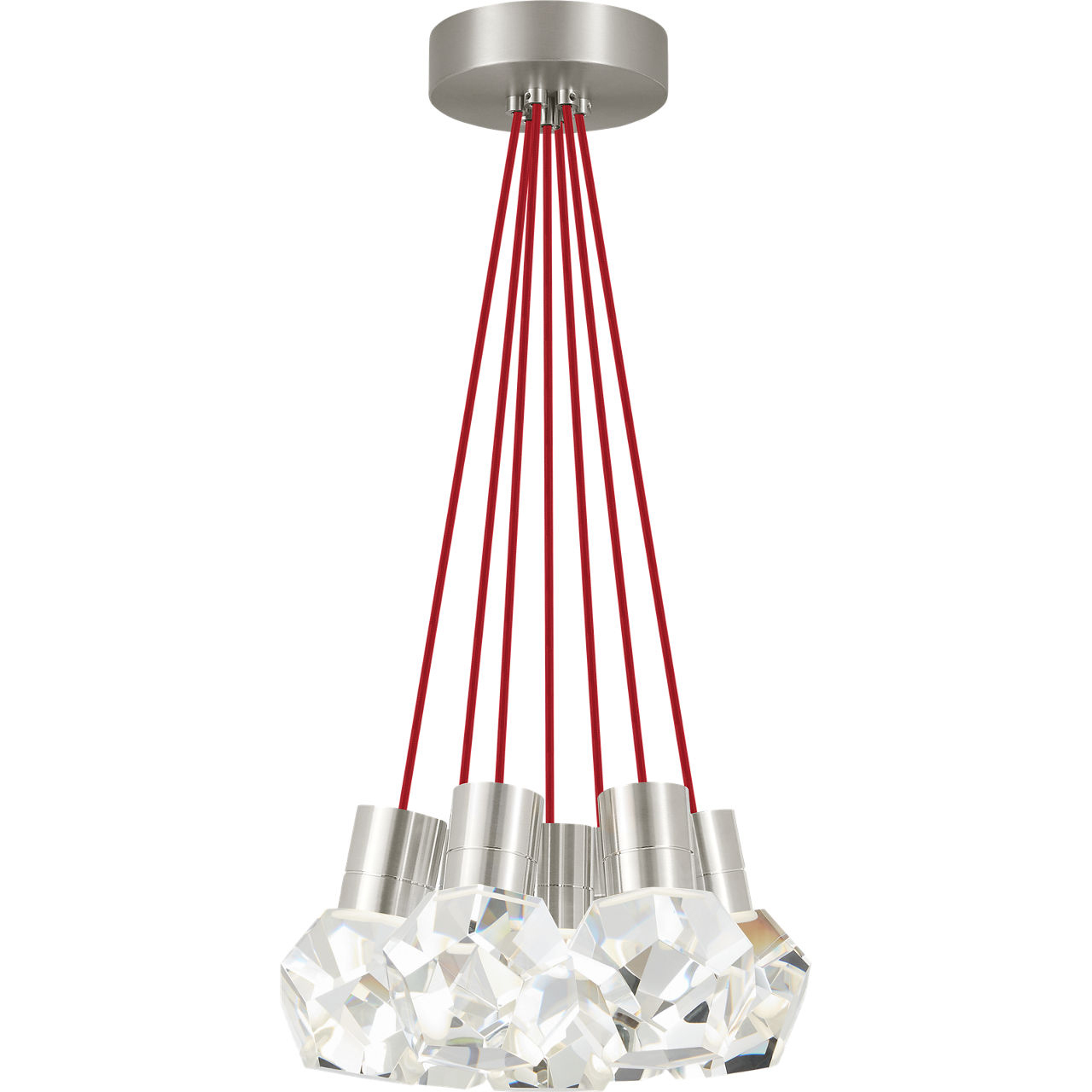 Sean Lavin Kira LED Satin Nickel Pendant Ceiling Light in Red Cord, LED 90 CRI 2200K-3000K, Integrated LED