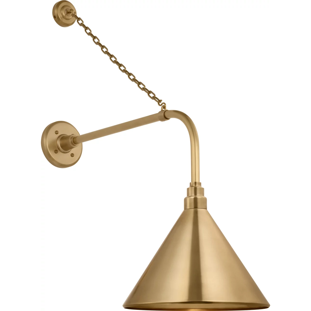 Thomas O'Brien Academy Barn Light LED 32.75 inch Hand-Rubbed Antique Brass Anchored Rex Barn Light in 12.5" Hand-Rubbed Antique Brass Conical Savannah Shade