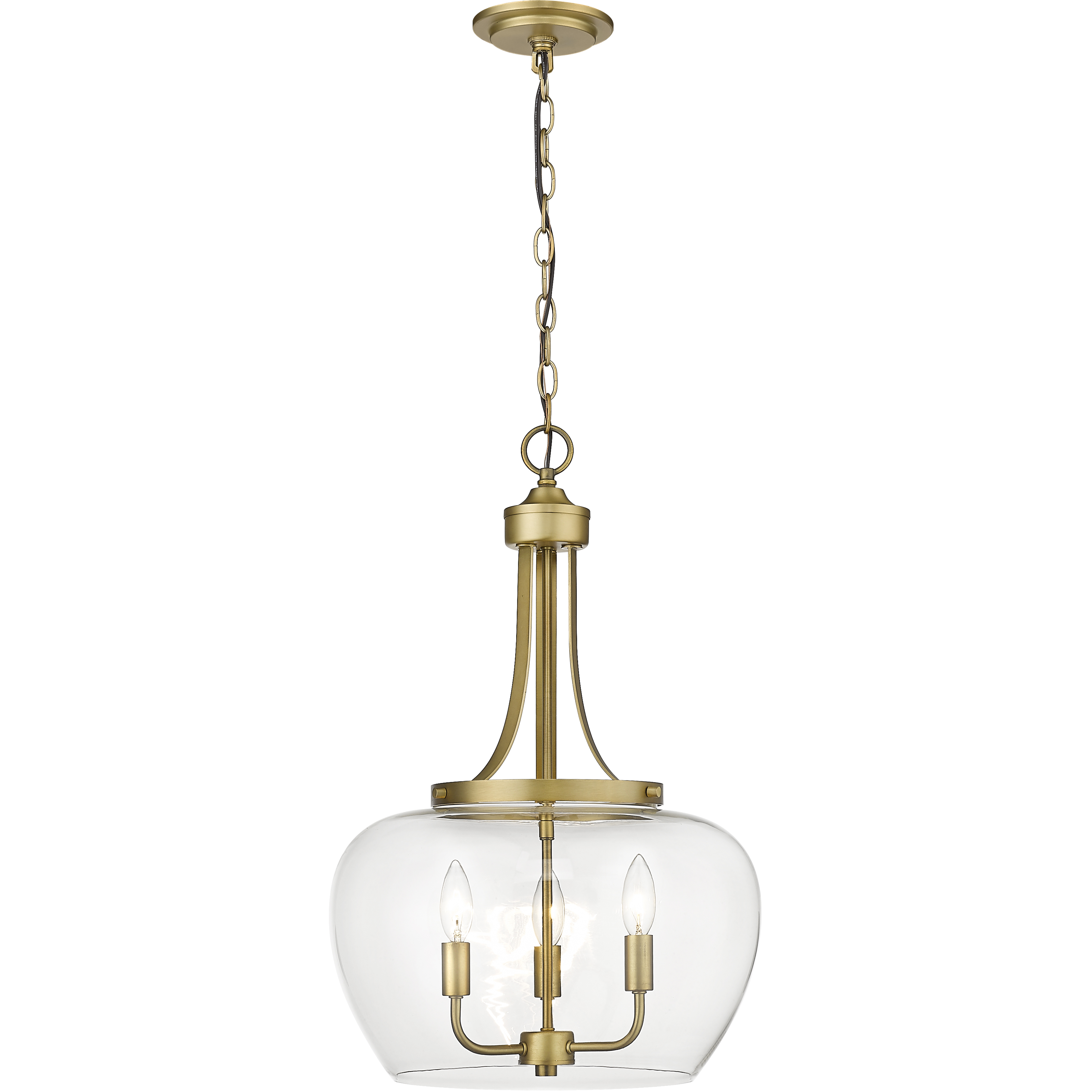 Joliet 3 Light 15.75 inch Olde Brass Pendant Ceiling Light