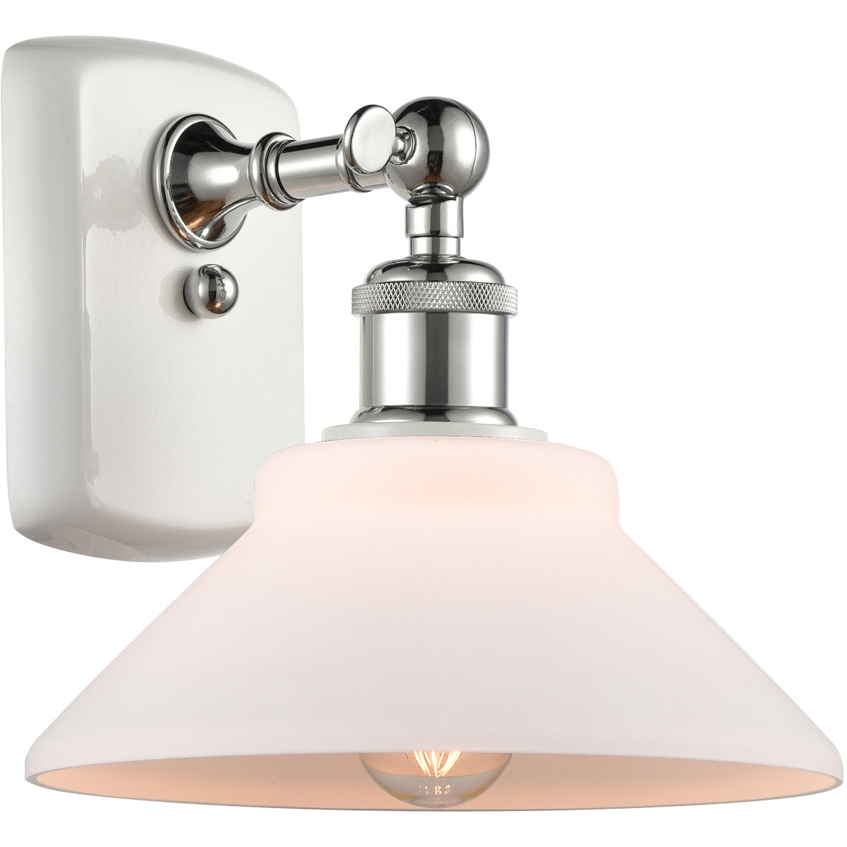 Ballston Orwell 1 Light 8 inch White and Polished Chrome Sconce Wall Light in Matte White Glass, Ballston