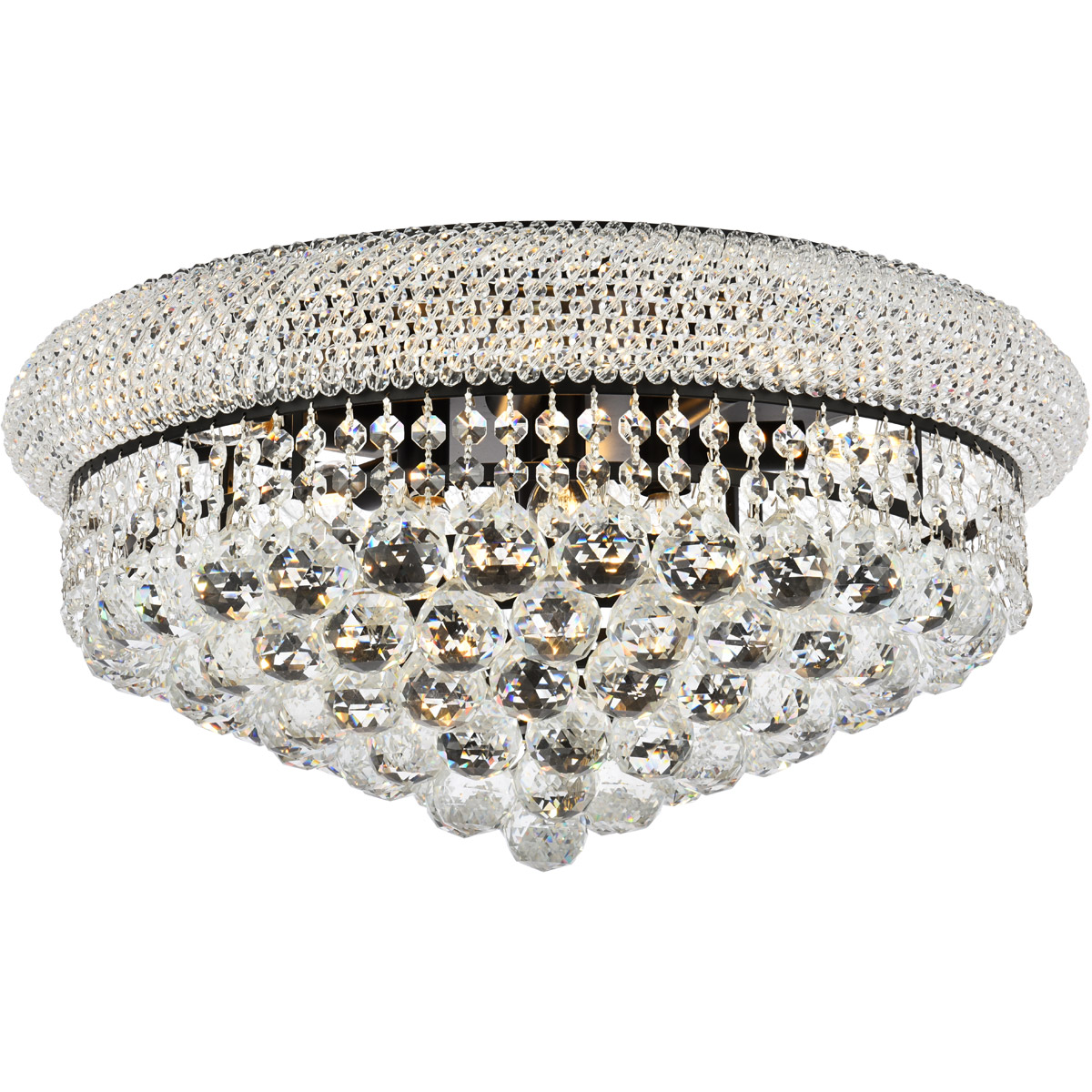 Primo 10 Light 20 inch Black and Clear Flush Mount Ceiling Light in Royal Cut
