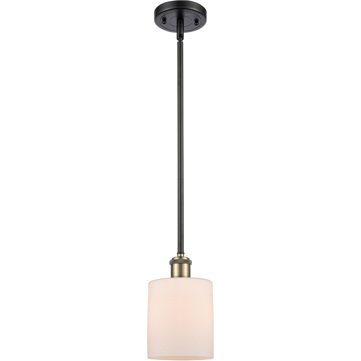 Ballston Cobbleskill LED 5 inch Black Antique Brass Pendant Ceiling Light in Matte White Glass, Ballston