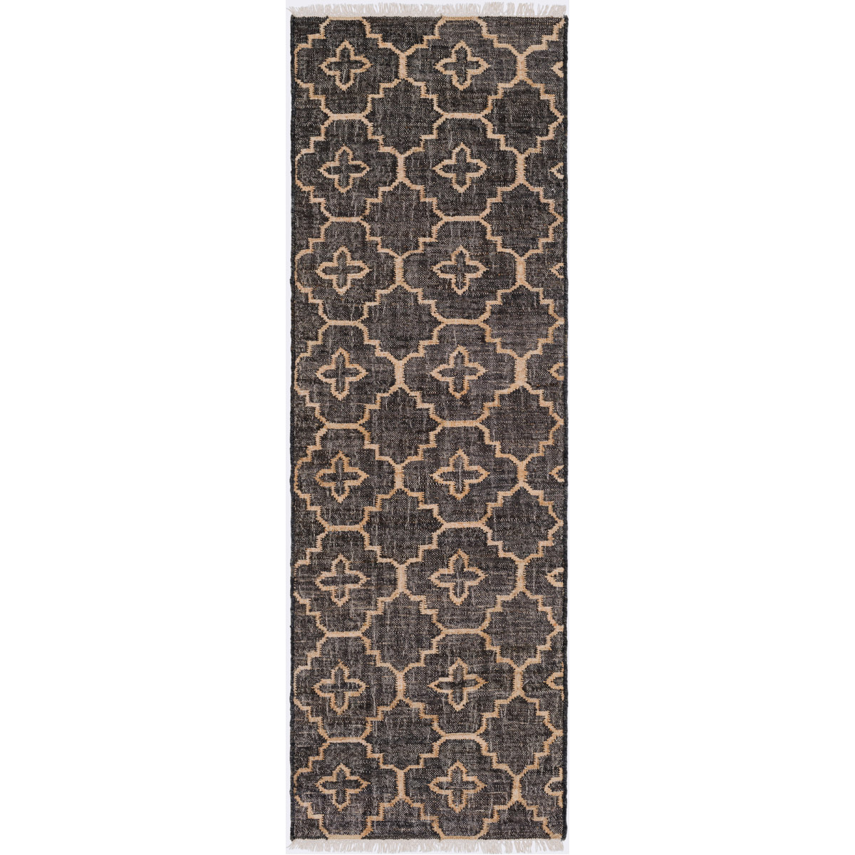 Laural 96 X 30 inch Black/Khaki/Cream Rugs, Jute