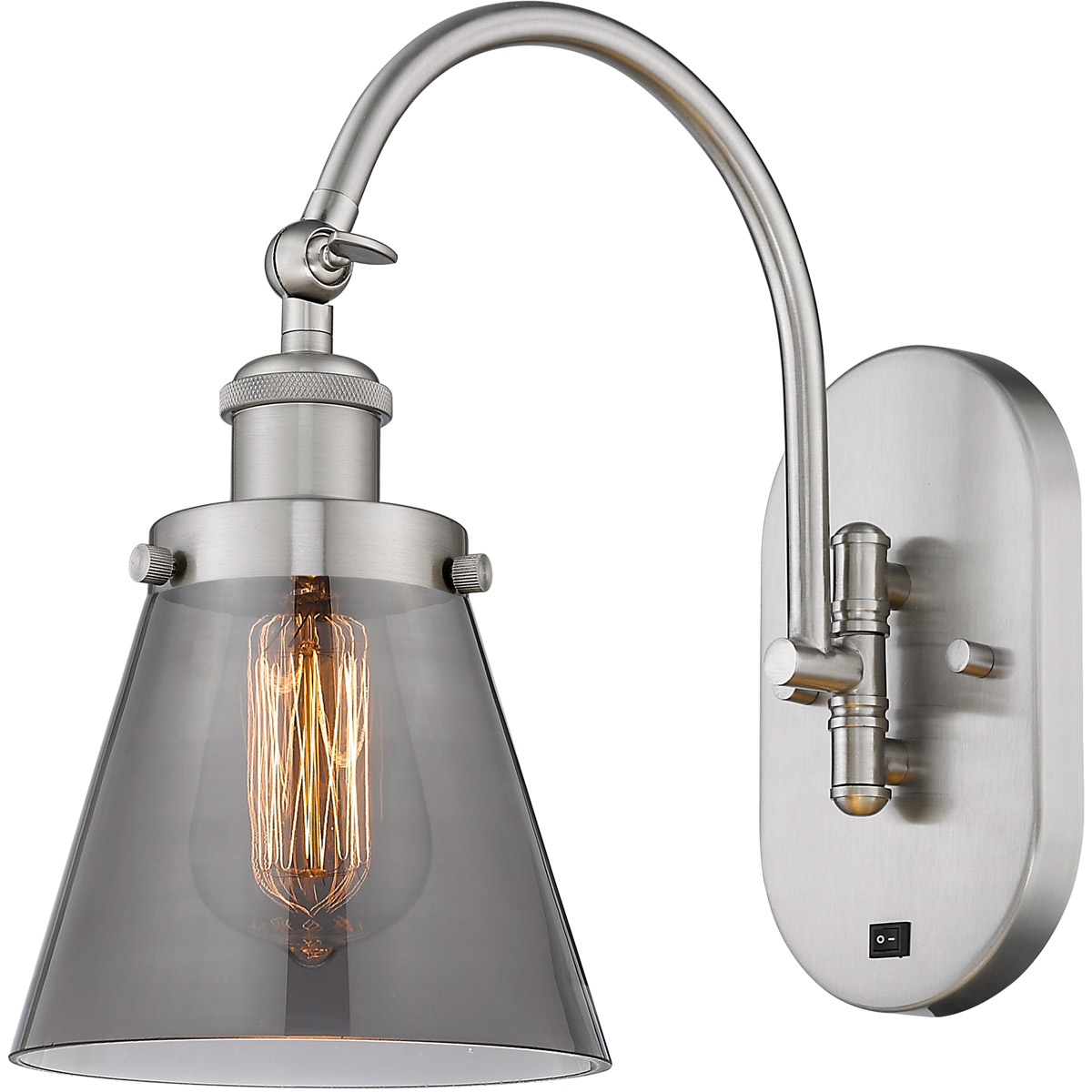 Franklin Restoration Cone LED 6.25 inch Brushed Satin Nickel Sconce Wall Light in Light Smoke Glass