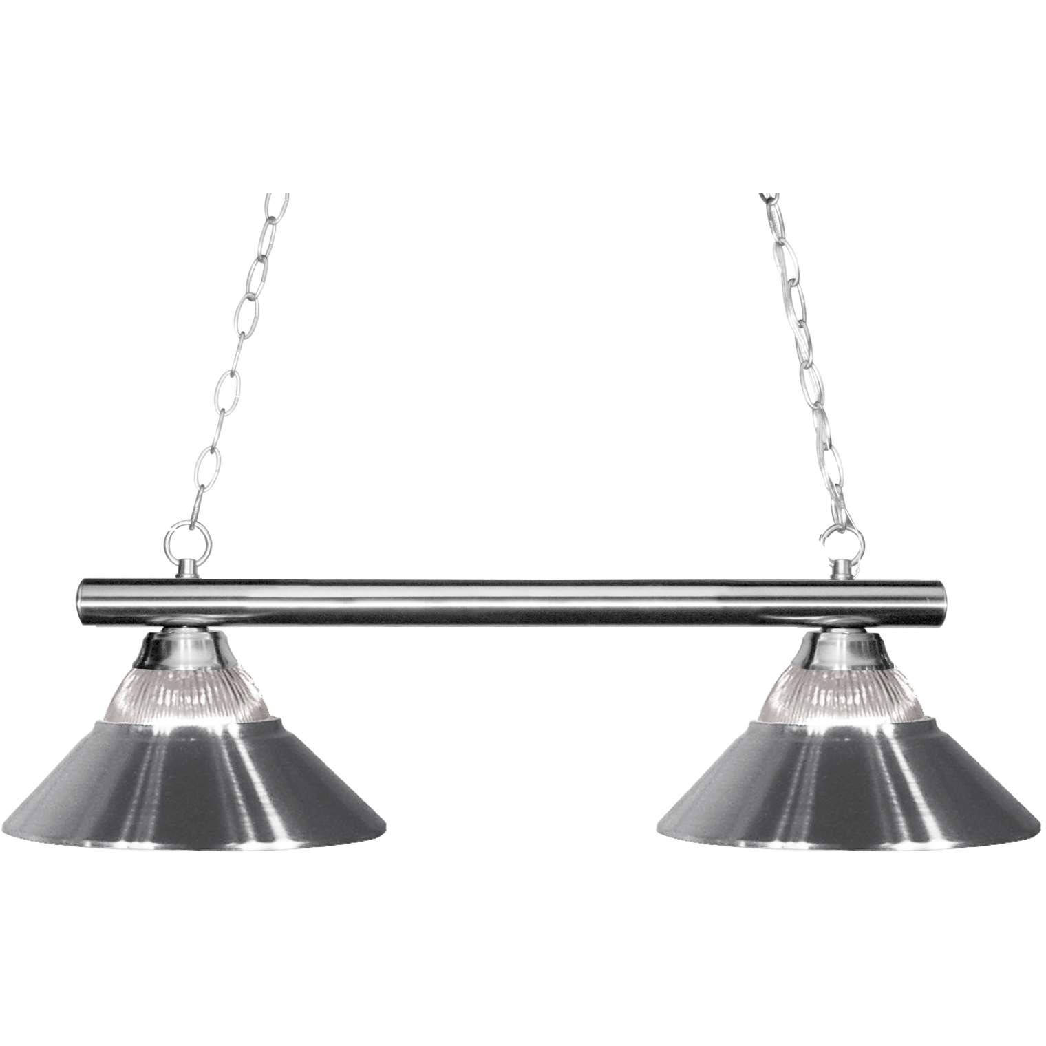 Sharp Shooter 2 Light 42 inch Chrome Billiard Ceiling Light in Clear Ribbed and Chrome Glass and Steel