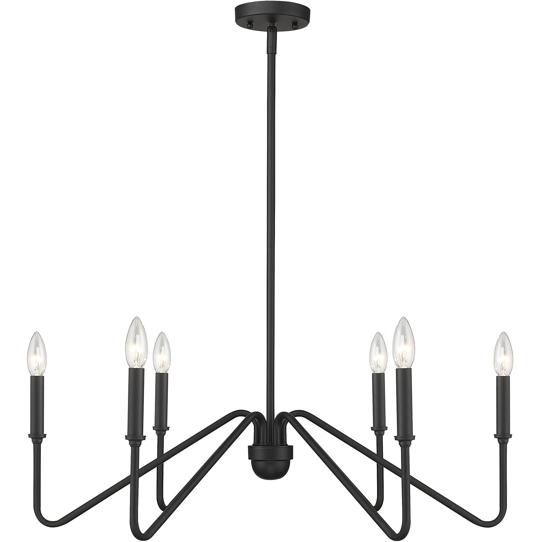 Yep Kennedy 6 Light 29.75 inch Natural Black Chandelier Ceiling Light in No Shade