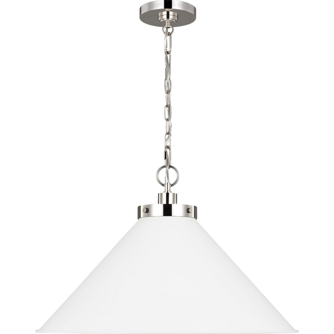C&M by Chapman & Myers Wellfleet 1 Light 23.5 inch Matte White and Polished Nickel Pendant Ceiling Light in Matte White / Polished Nickel