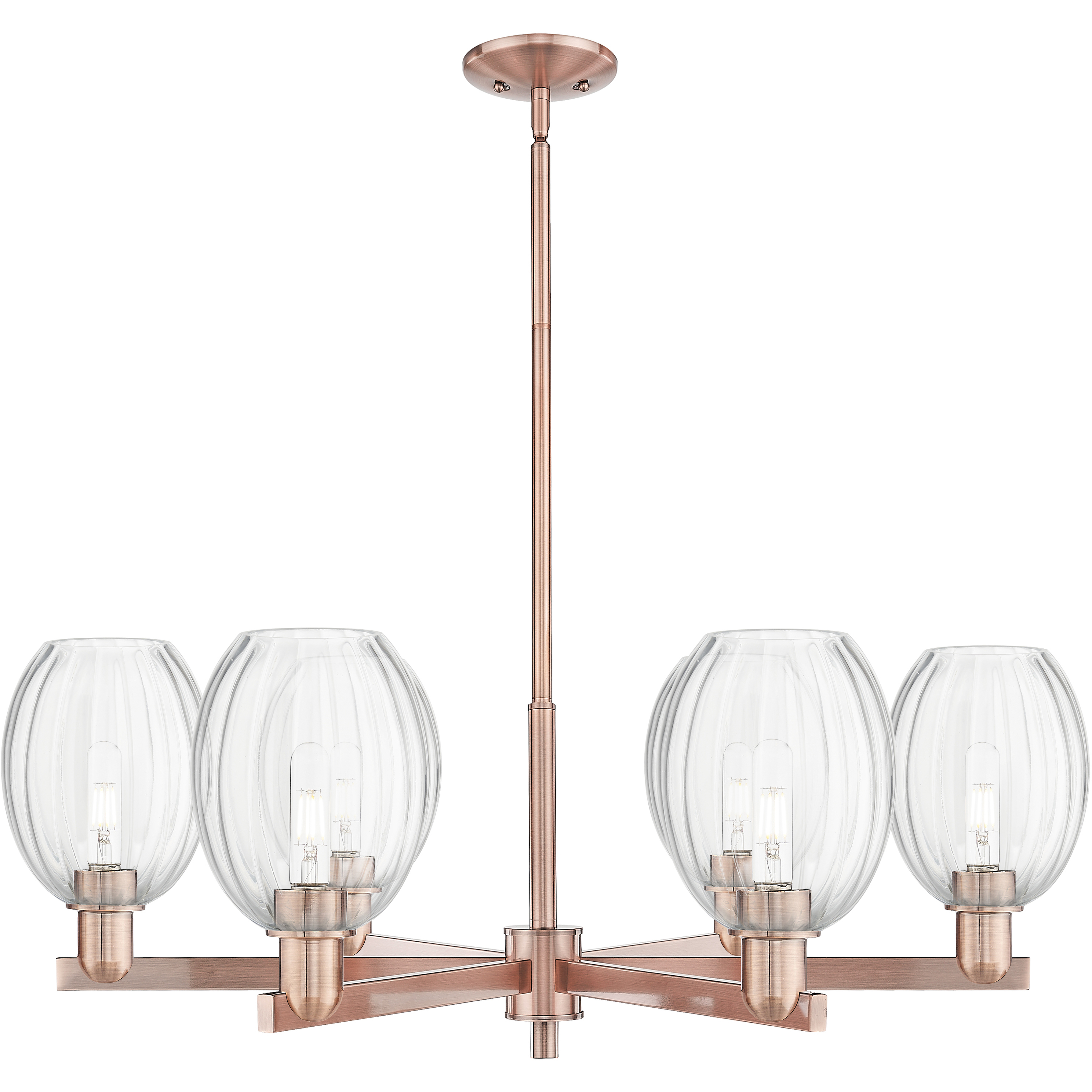 Preston 6 Light 23.88 inch Antique Copper Chandelier Ceiling Light in Clear Glass