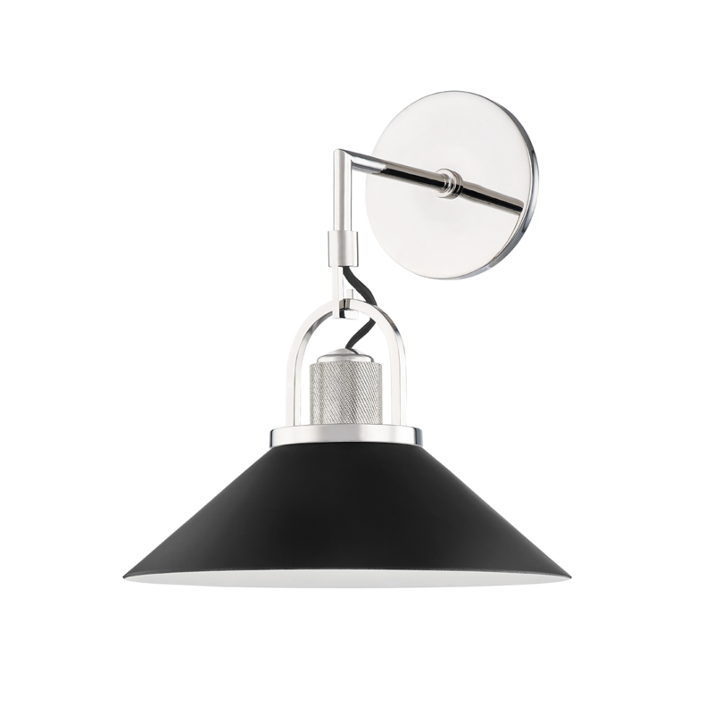 Syosset 1 Light 12 inch Polished Nickel / Black Wall Sconce Wall Light