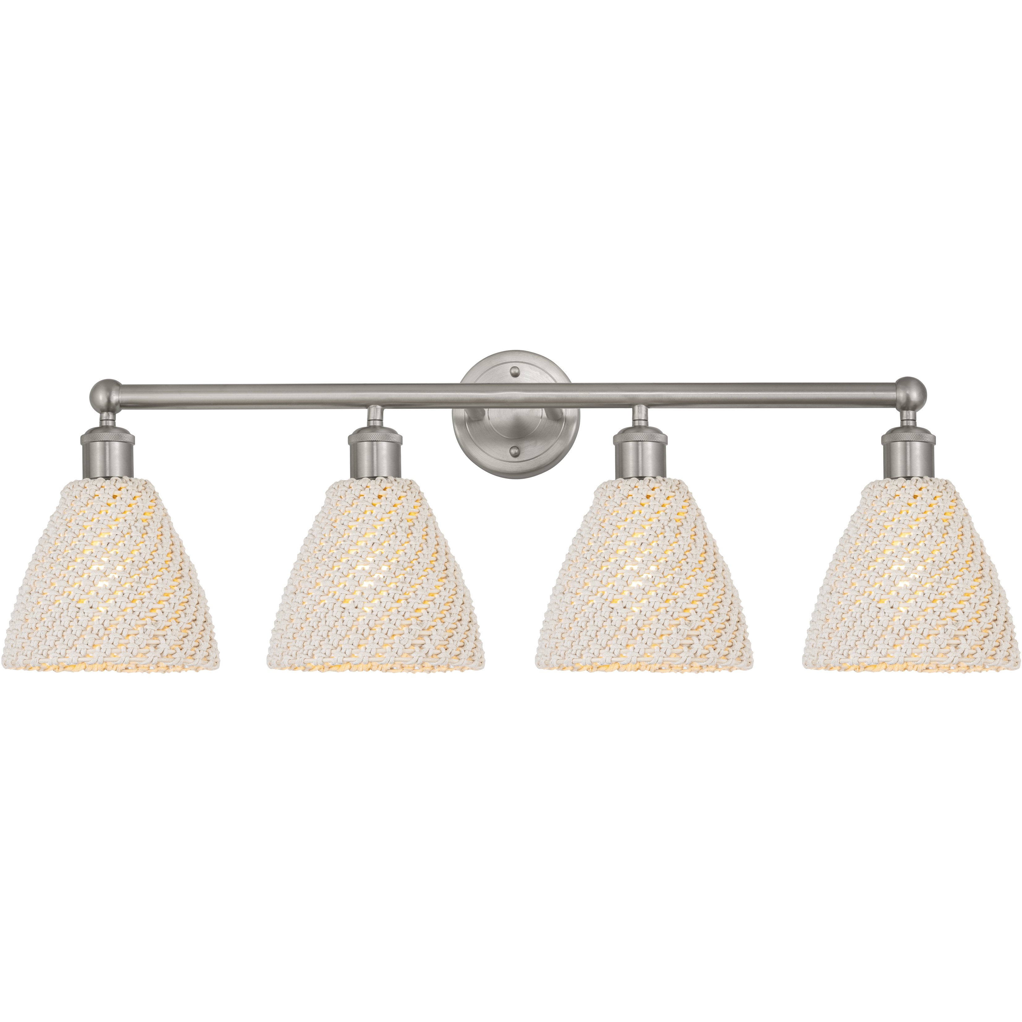 Edison Bristol Natural 4 Light 34.5 inch Brushed Satin Nickel Bath Vanity Light Wall Light
