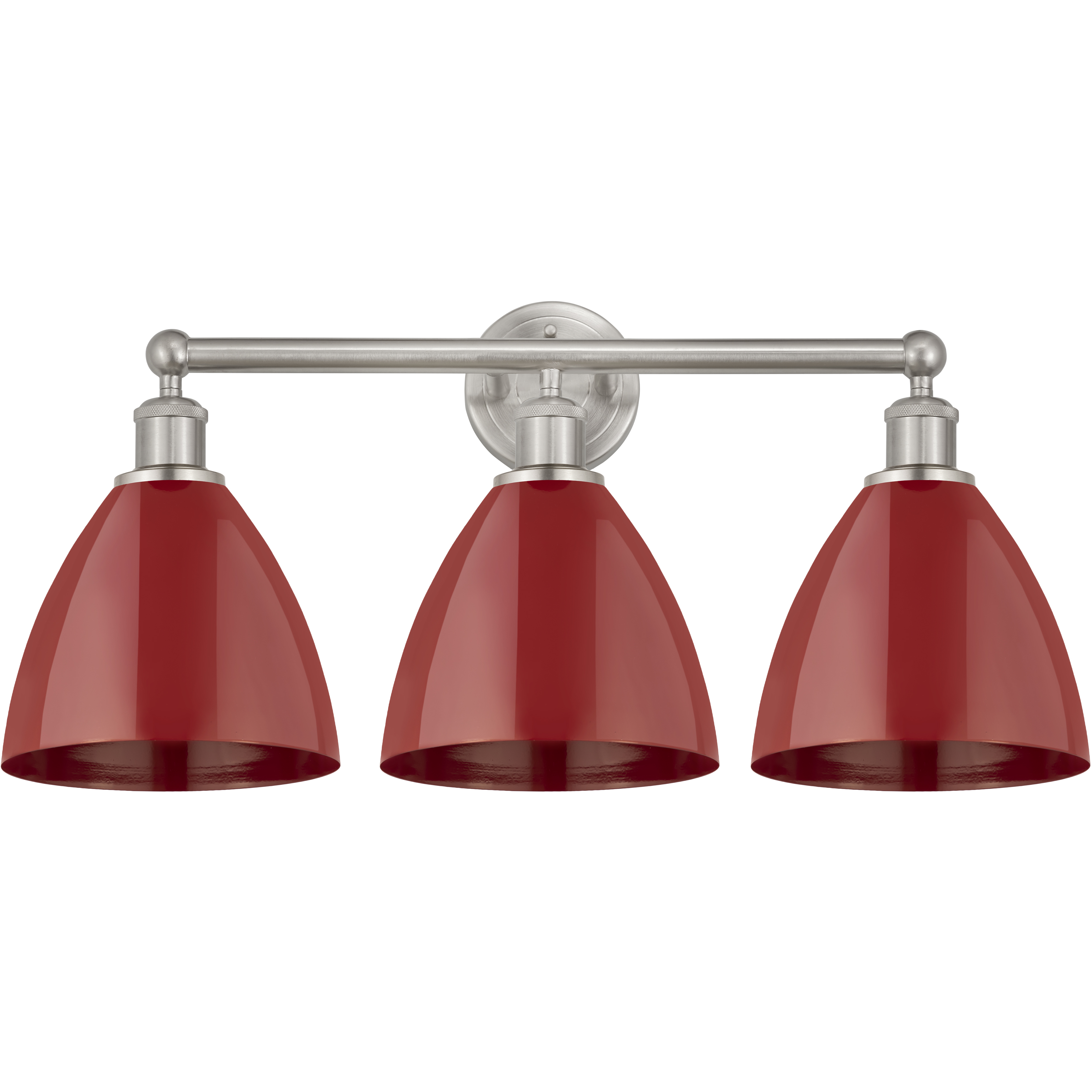 Edison Plymouth Dome 3 Light 26 inch Brushed Satin Nickel Bath Vanity Light Wall Light in Red