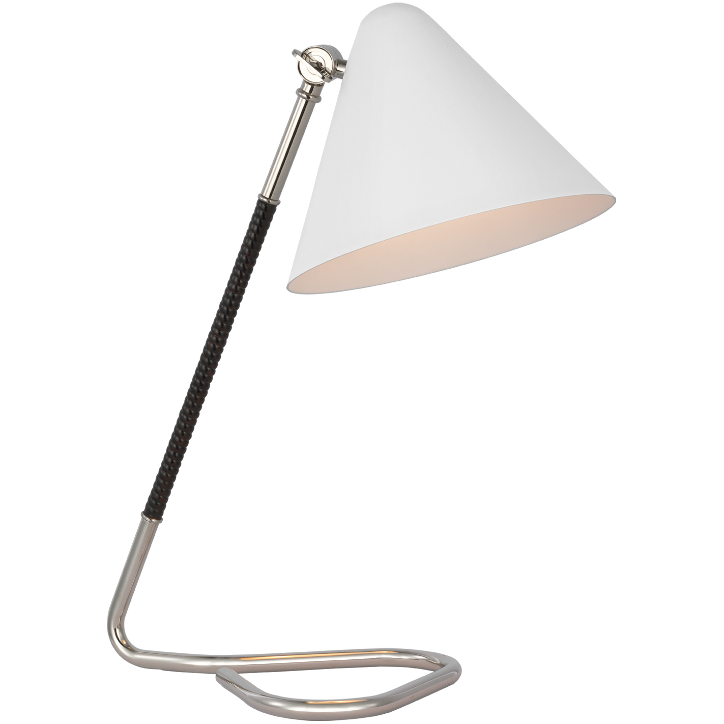 Amber Lewis Laken 17.25 inch 6.5 watt Polished Nickel and Black Rattan Desk Lamp Portable Light, Small