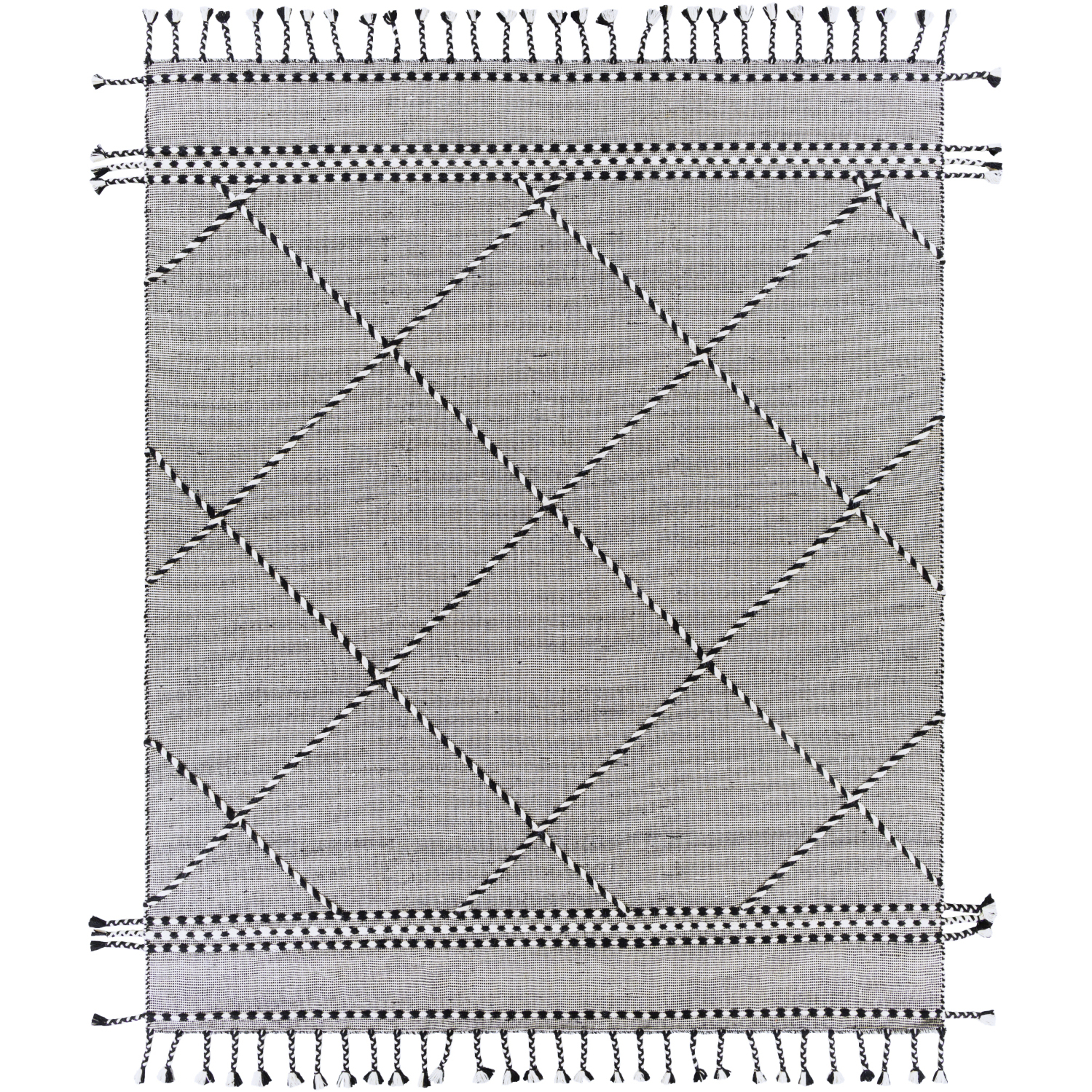 Apache 120 X 96 inch Black/Cream Handmade Rug in 8 x 10, Rectangle