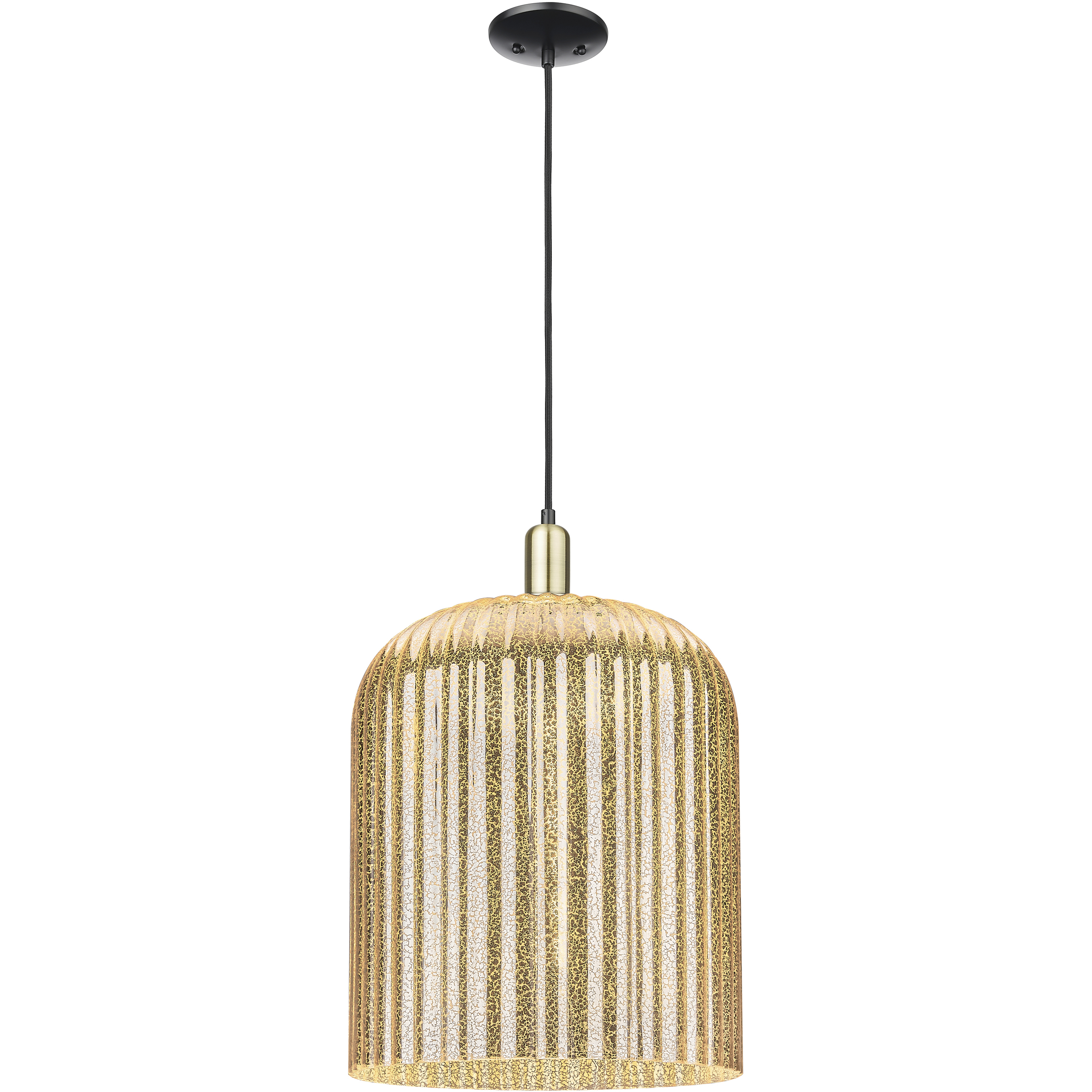 Bridal Veil 1 Light 12 inch Black Antique Brass Mini Pendant Ceiling Light in Mercury Glass