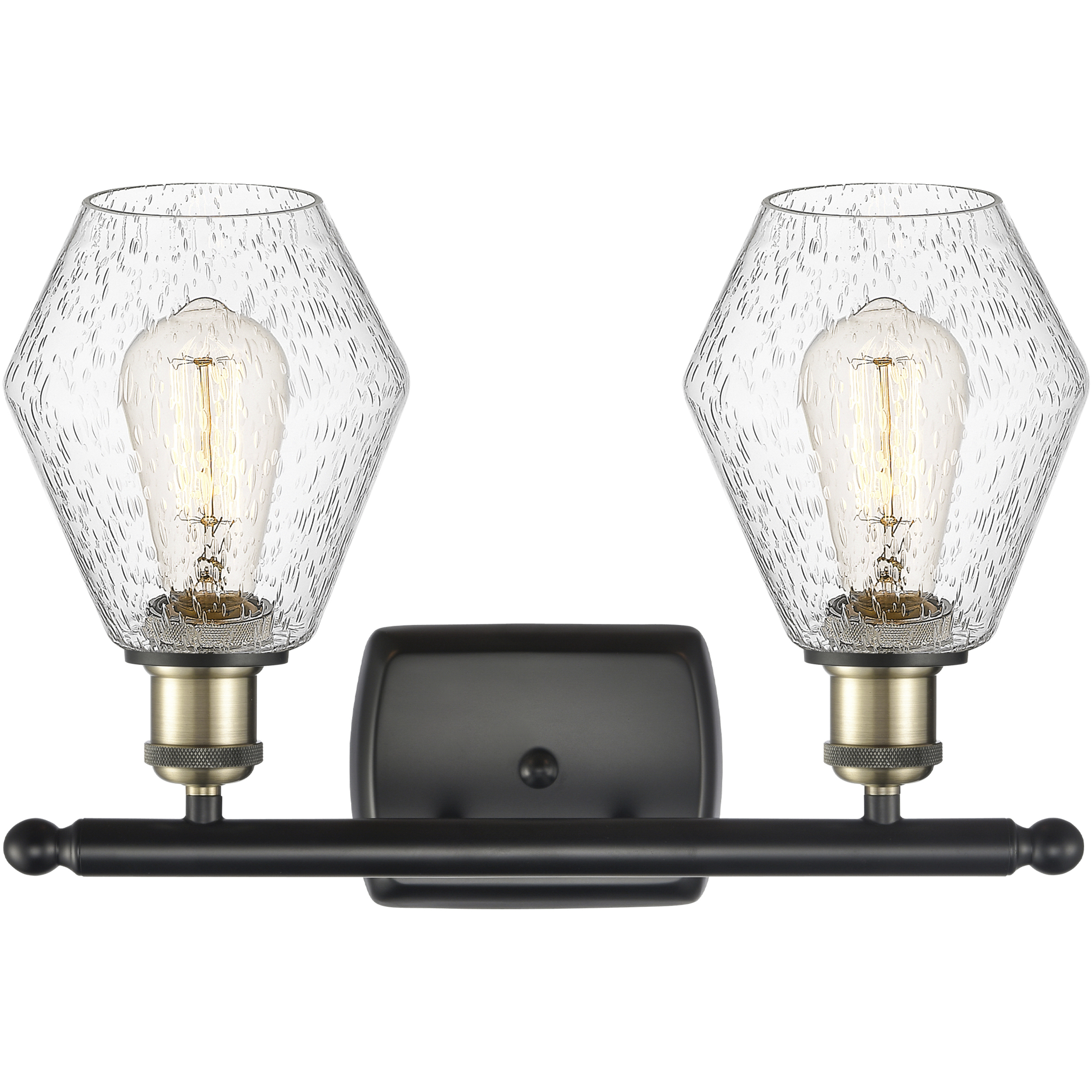 Ballston Cindyrella 2 Light 16 inch Black Antique Brass Bath Vanity Light Wall Light in Incandescent, Seedy Glass