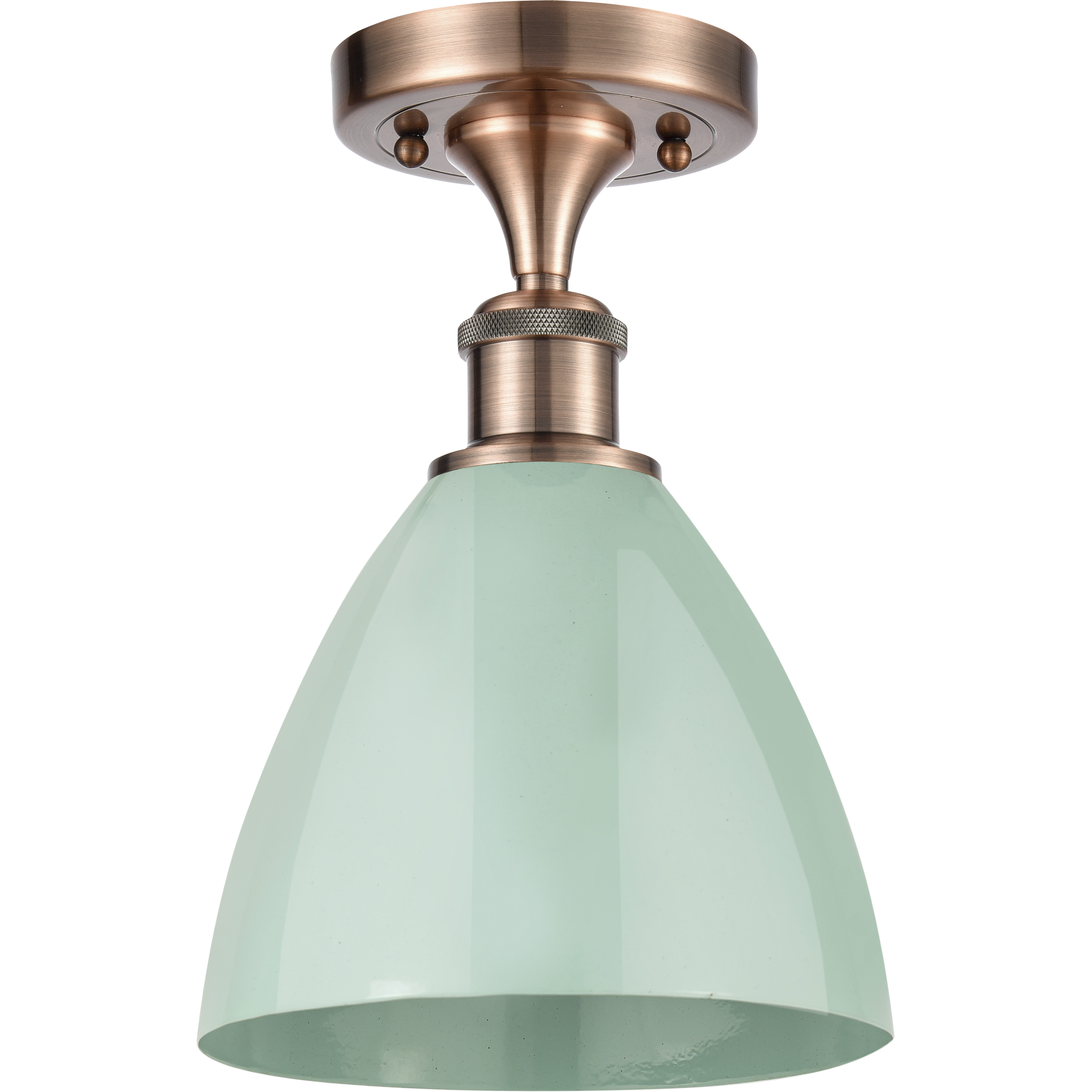 Plymouth Dome 1 Light 7.5 inch Antique Copper Semi-Flush Mount Ceiling Light