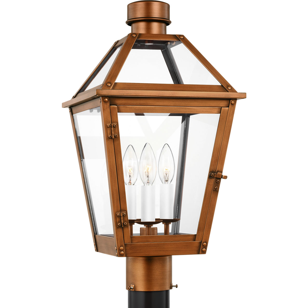C&M by Chapman & Myers Hyannis 3 Light 19.75 inch Natural Copper Outdoor Post Lantern